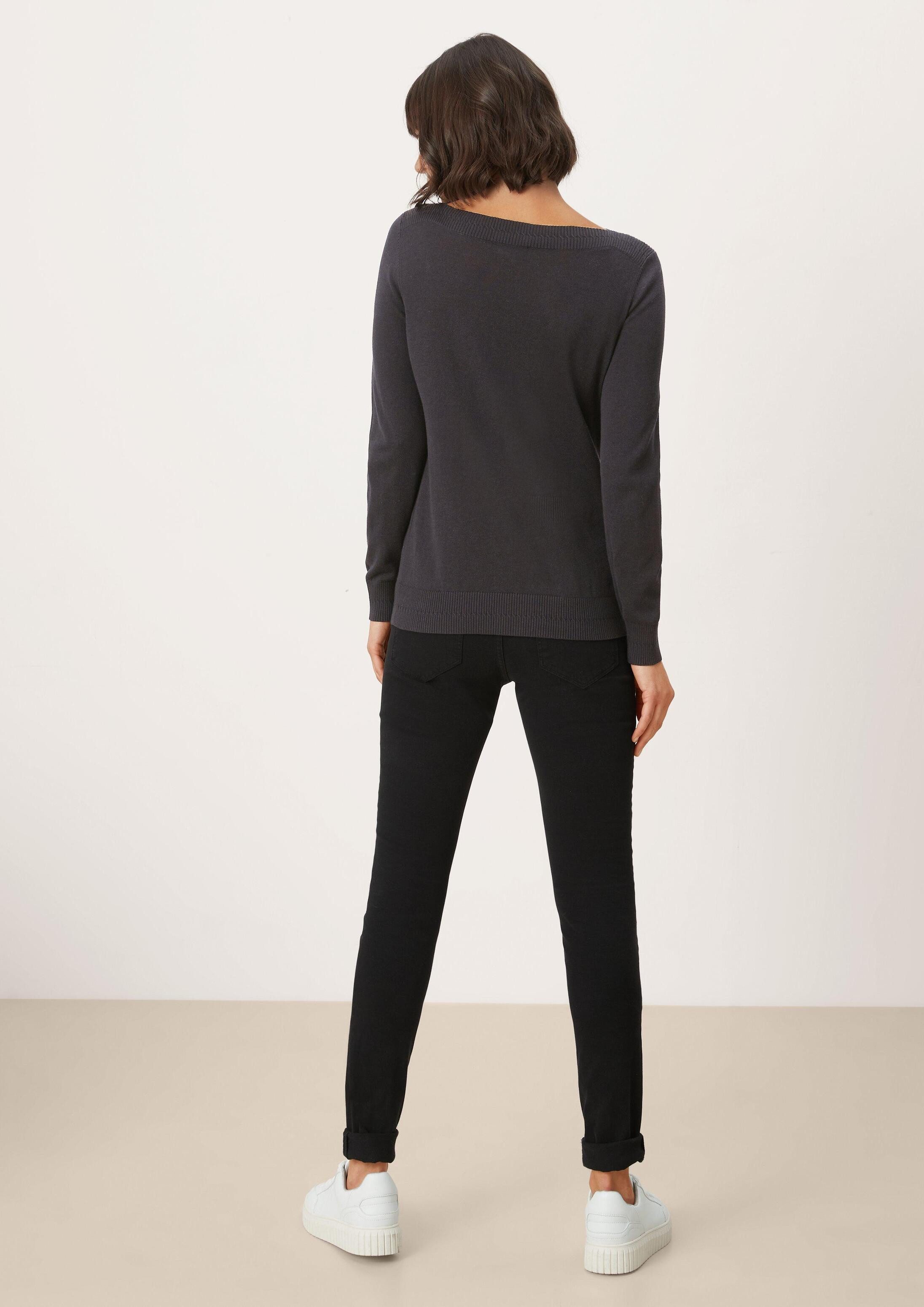 s.Oliver Longpullover Strickpullover Pullover mit U-Boot-Ausschnitt