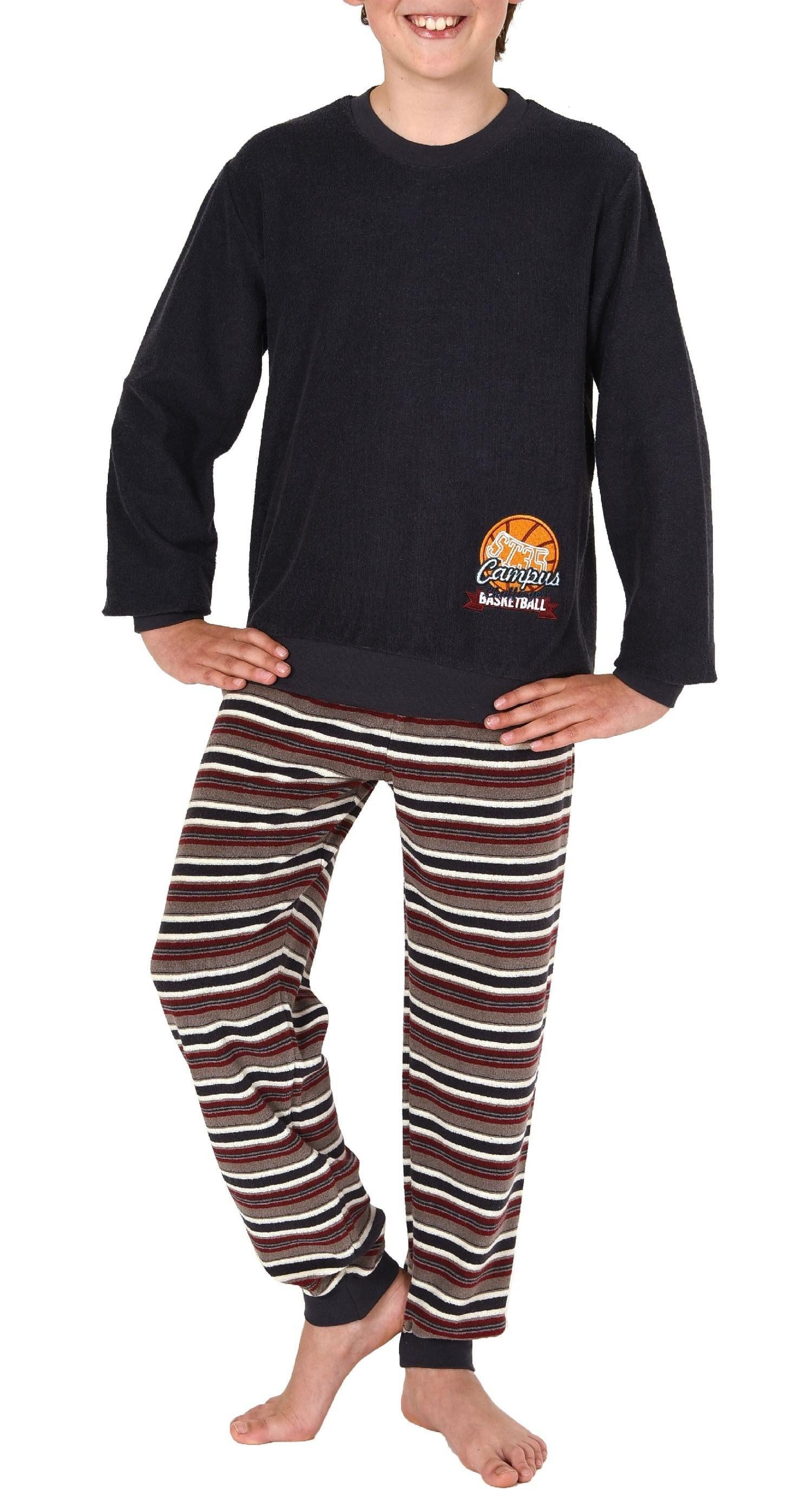 Normann Pyjama Jungen Frottee Pyjama langarm mit Bündchen und Stickerei - 291 13 577