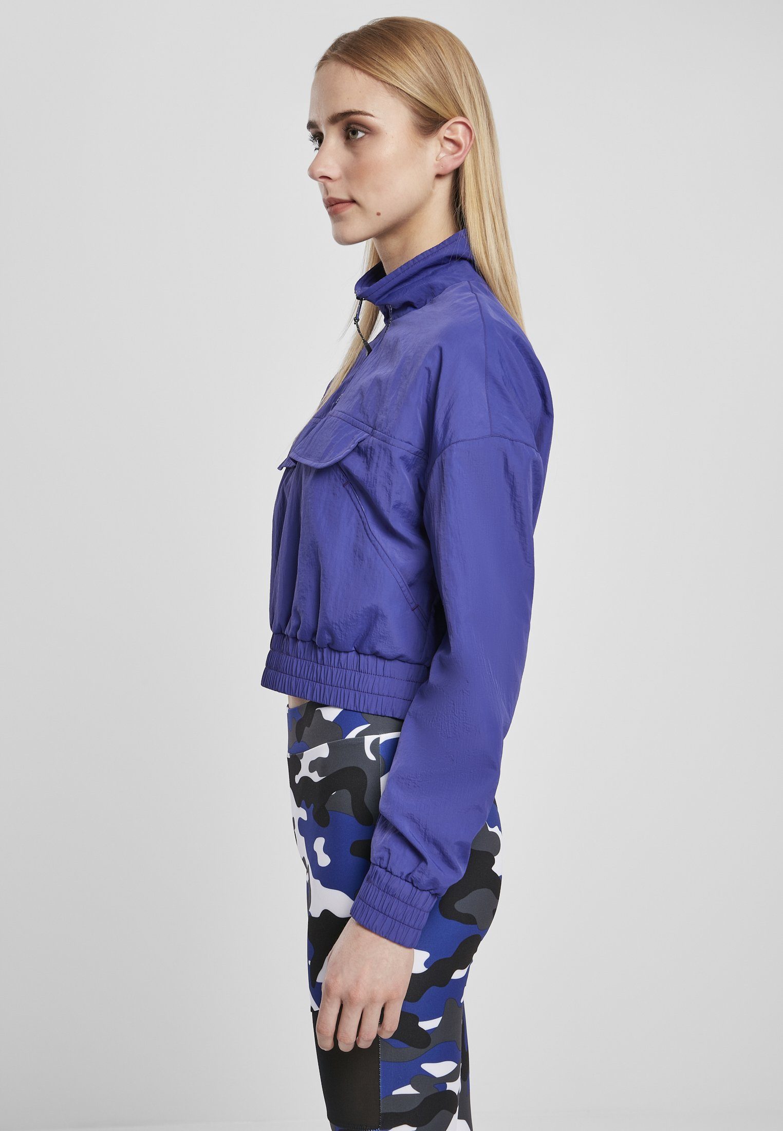 URBAN CLASSICS Nylon (1-St) bluepurple Pull Cropped Ladies Crinkle Frauen Outdoorjacke Jacket Over