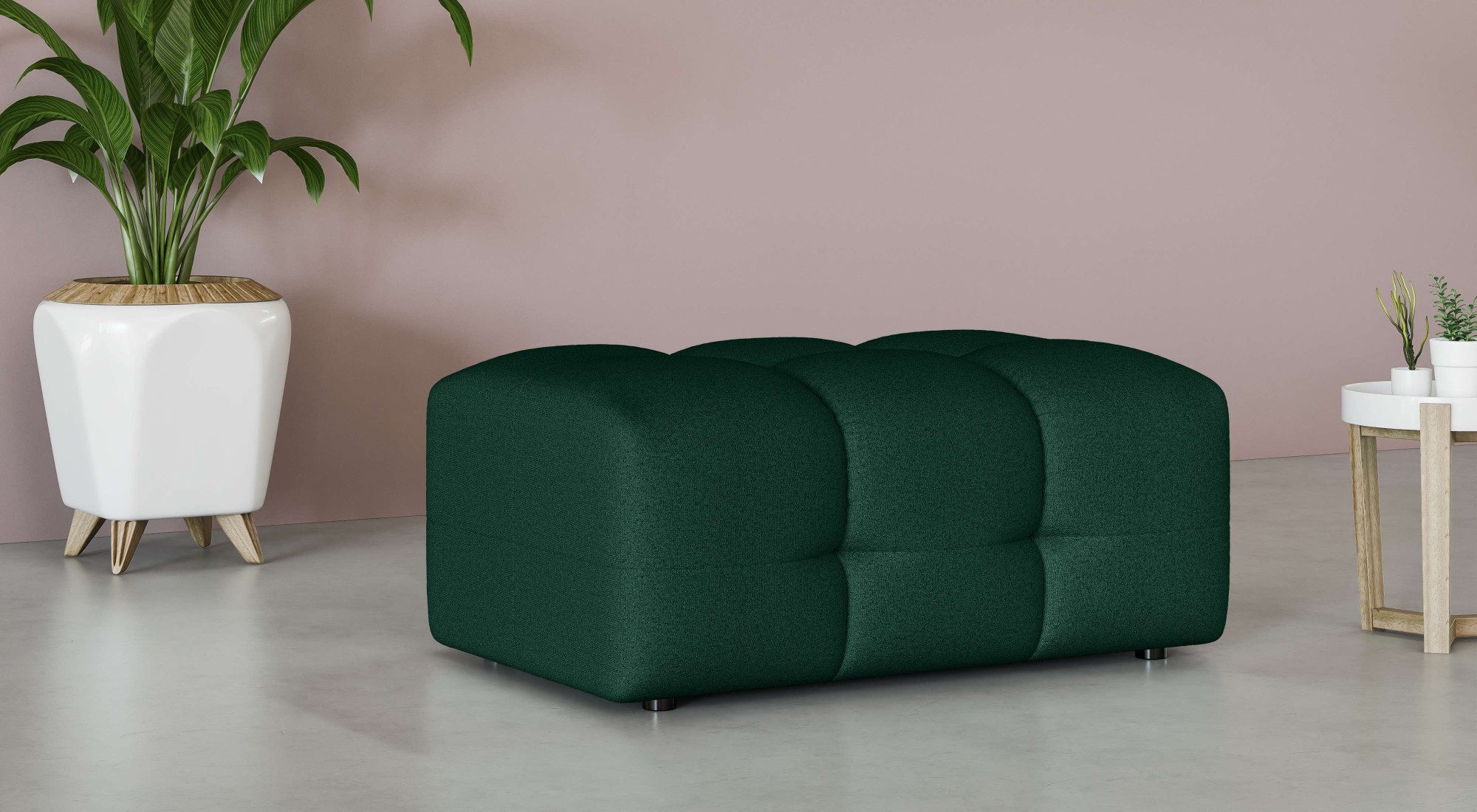 OTTO home Polsterhocker Manilla, trendige Steppung, passend zur Serie, B/T/H 100/68/45 cm, mit Wellenunterfederung, in verschiedenen Materialien und Farben