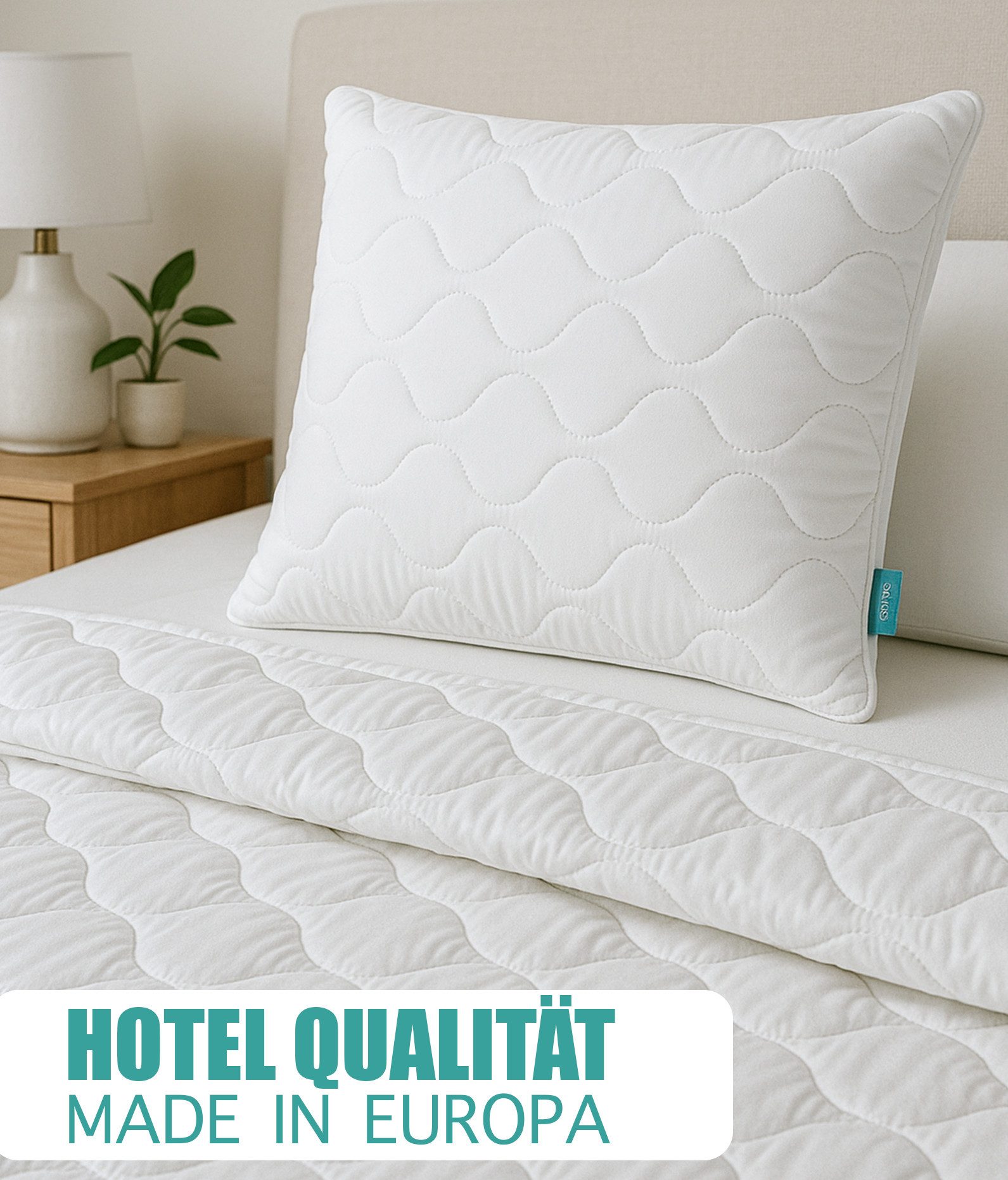 KNERST Bettdecke + Kopfkissen 80x80cm, und Bettdecke 135x200cm, allergikerfreundlich, Füllung: 100% Polyester, bis zu 90°C waschbar, trocknergeeignet, hypoaller – Bild 4 von 5