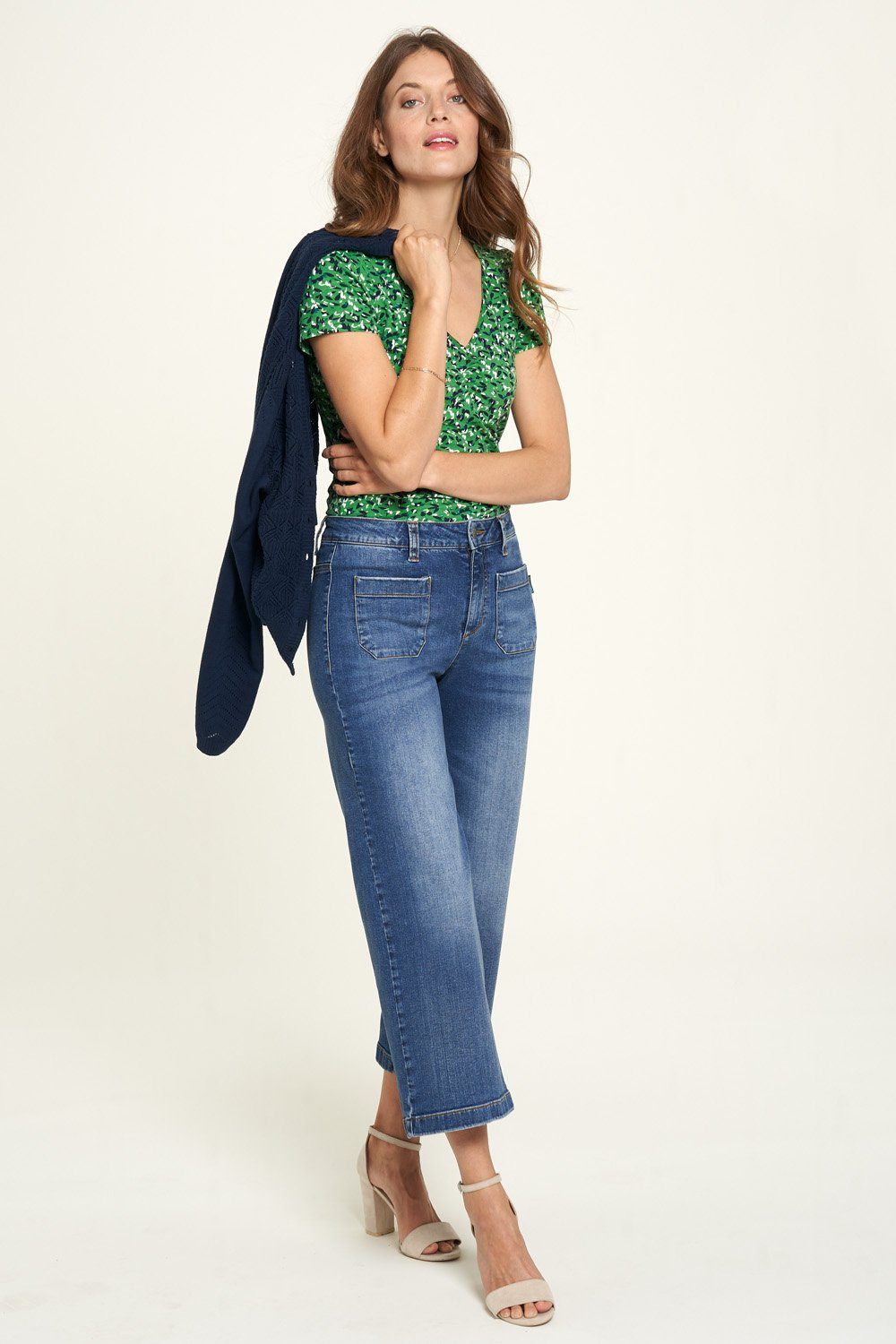 Tranquillo 3/4-Jeans Jeans Flared 3/4 Ausgestelltes Bein Blau Damen 42 ...