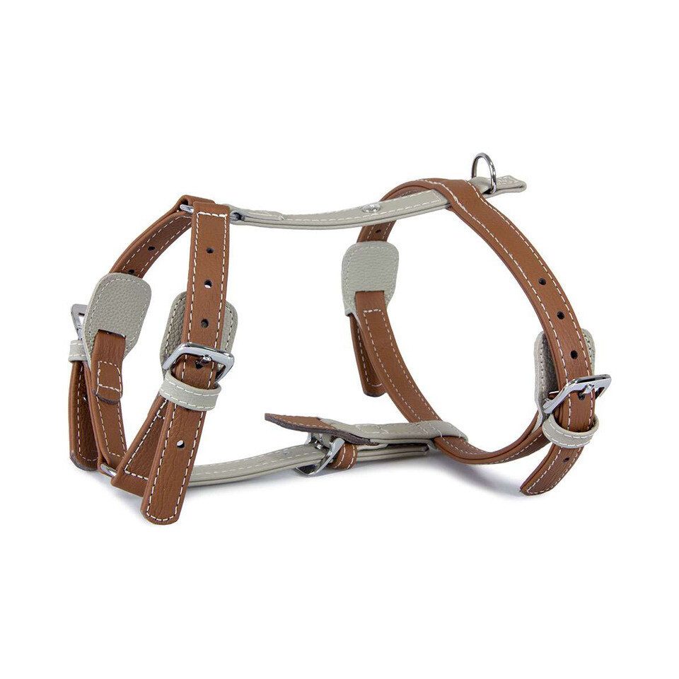 Das Lederband Hunde-Geschirr Geschirr Amsterdam Brandy/Grey