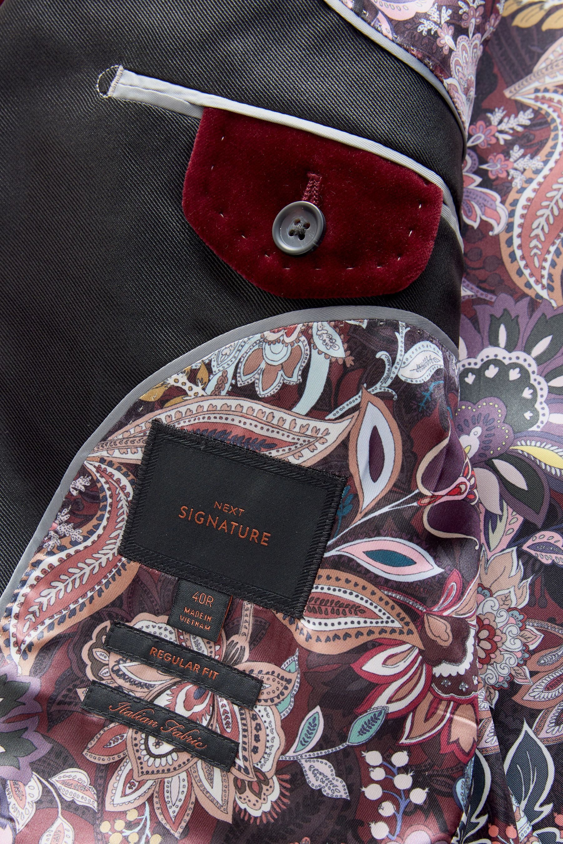 Next Jackenblazer Slim Fit Signature Samtsakko mit Schalkragen (1-tlg)