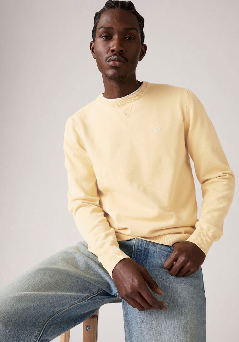 Levi's® Rundhalspullover LIGHTWEIGHT HM SWEATER Feingerippte Abschlüsse