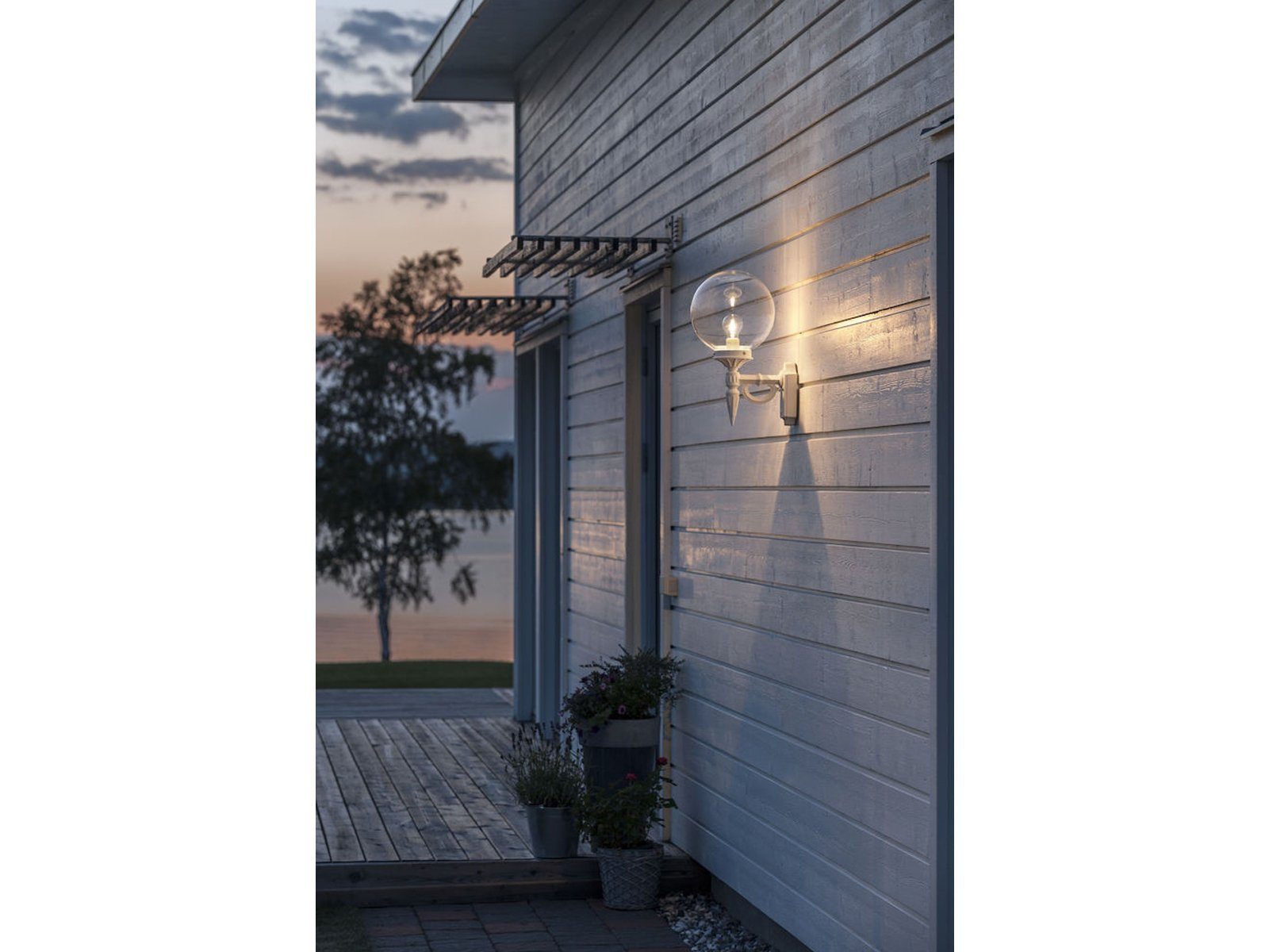44cm H: Haus-wand Wand-laterne, LED warmweiß, Fassadenbeleuchtung wechselbar, meineWunschleuchte Weiß, Außen-Wandleuchte, Dimmfunktion, beleuchten, LED