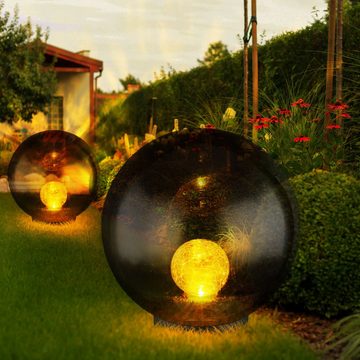etc-shop LED Solarleuchte, LED-Leuchtmittel fest verbaut, Warmweiß, Gartendeko Kugel Solarleuchten für den Garten rund LED Solar