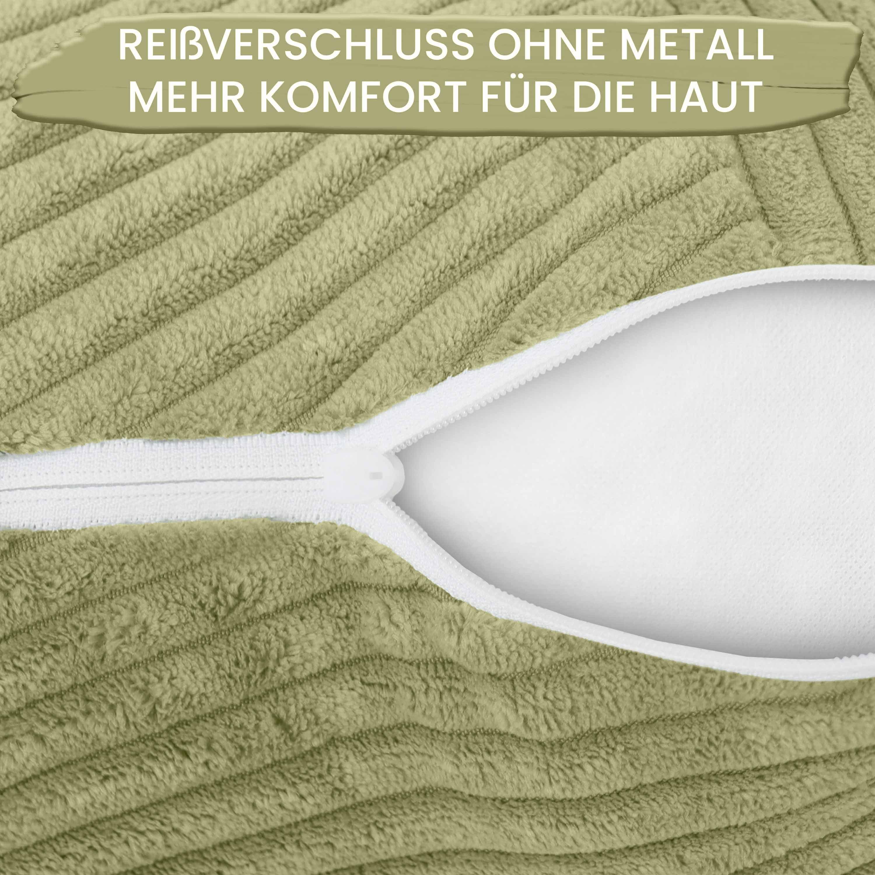 Amilian Dekokissen Sofakissen 40x40 2er Set mit Füllung und Bezug - Cord-Optik, Reißverschluss, formstabil, 2 Stück – Bild 3 von 5