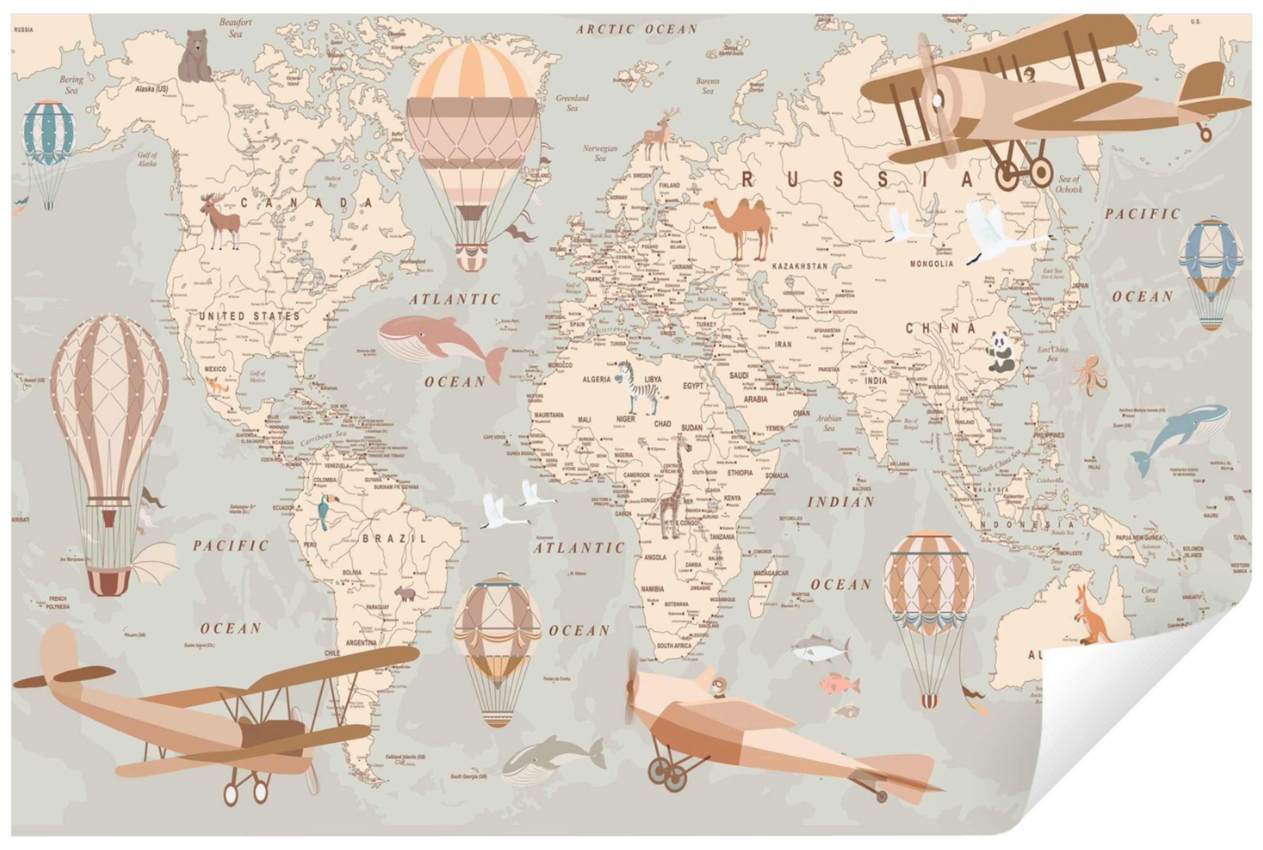 Wallarena Fototapete Kinderzimmer Weltkarte Karte Mädchen Jungen Vlies Tape günstig online kaufen