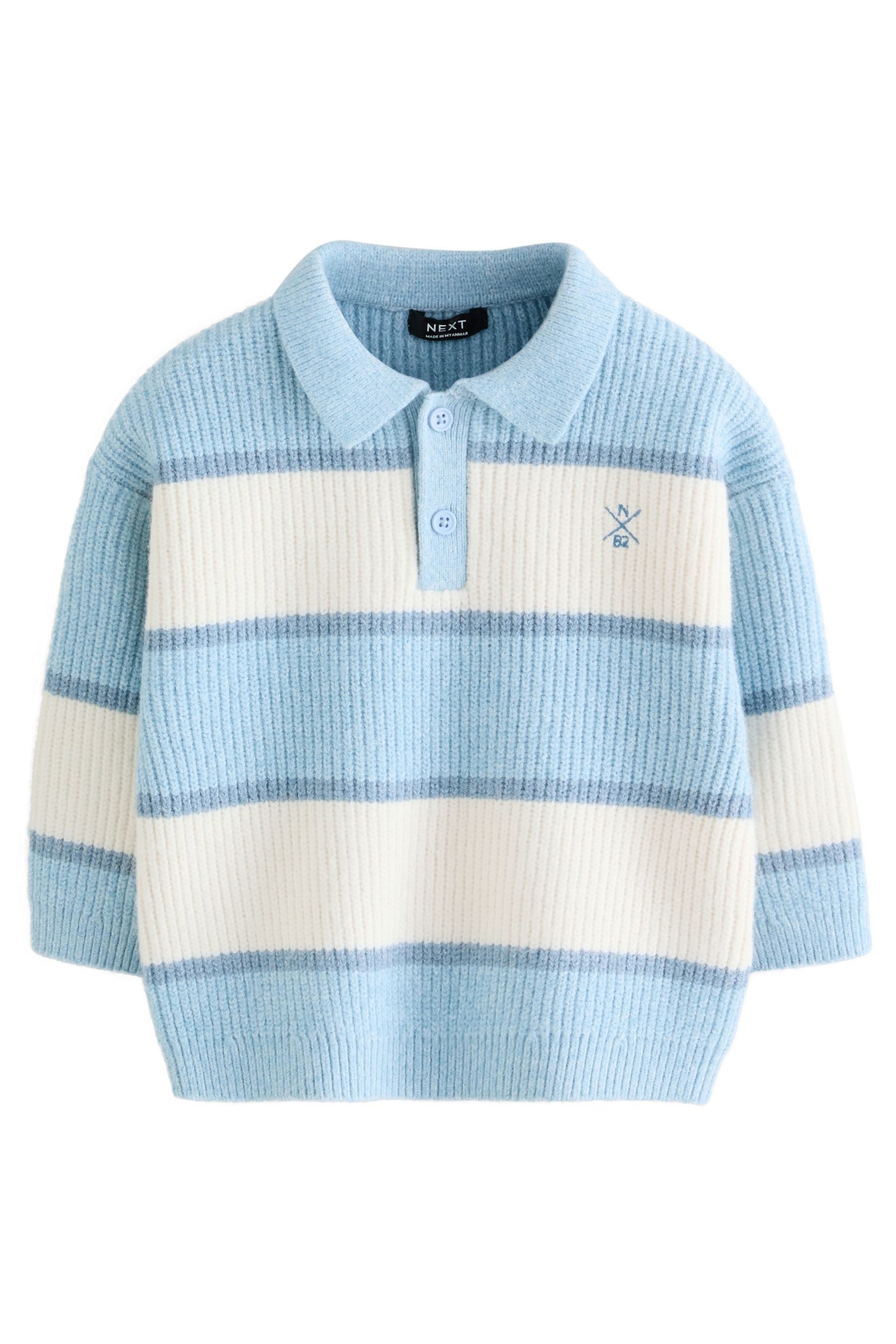 Polokragenpullover Gestricktes Rugby-Poloshirt mit Streifen