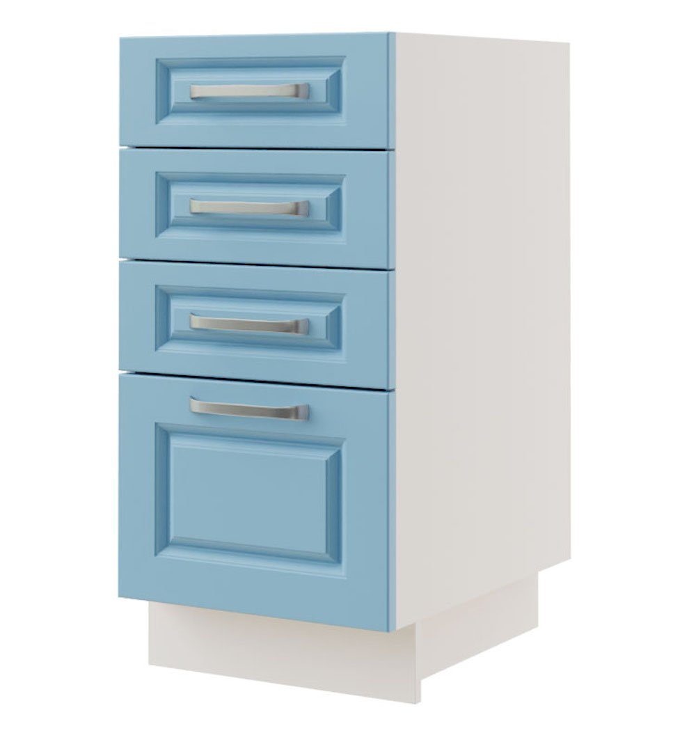 Feldmann-Wohnen Unterschrank Pescara (Pescara, 1-St) 40cm Front- und Korpusfarbe wählbar mit 4 Schubladen (Teilauszug)