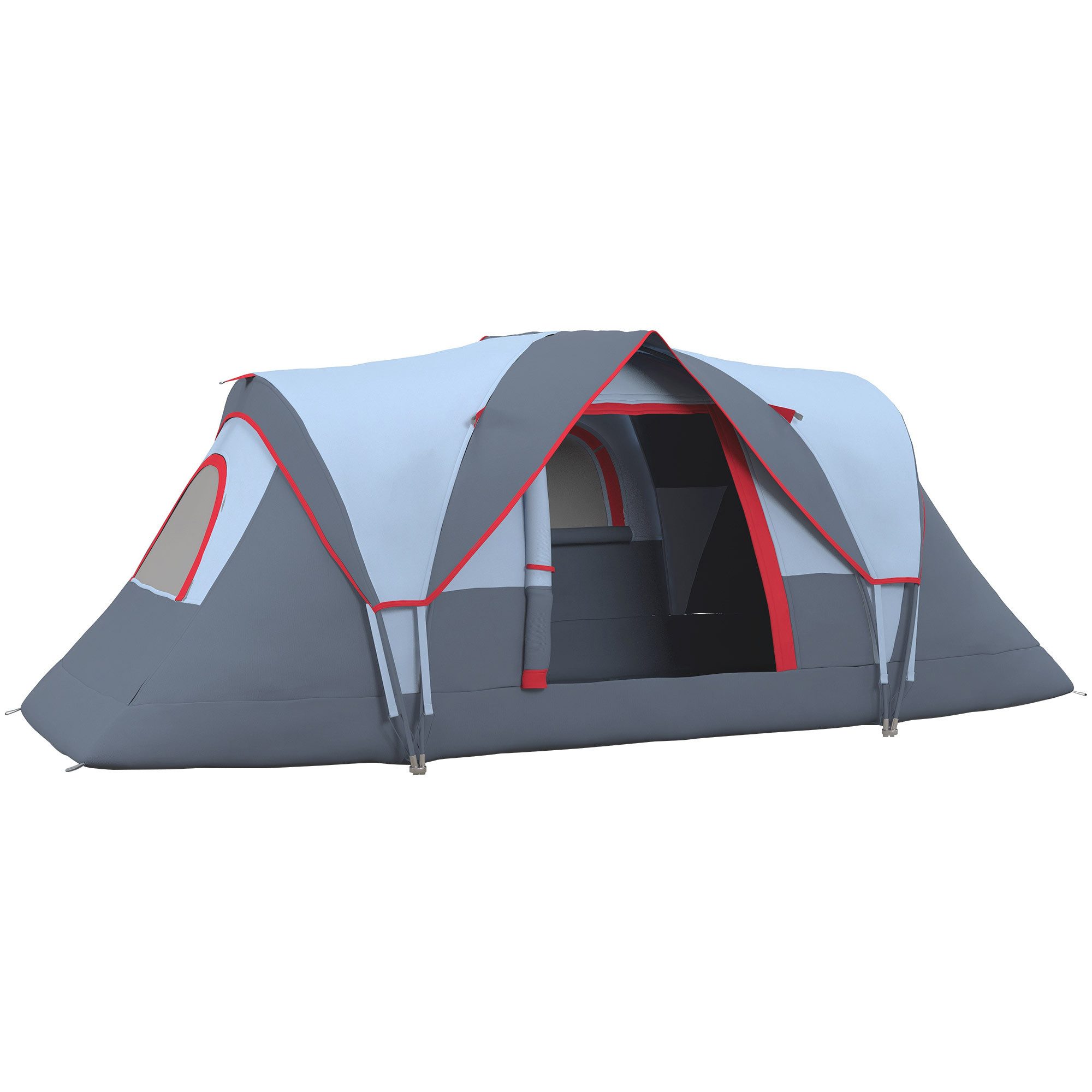 MC Star Tunnelzelt Campingzelt für 5-6 Personen, Tunnelzelt mit Heringen, (Kuppelzelt aus Polyester, grau, 4,55 x 2,3 x 1,8 m für Outdoor-Abenteuer)