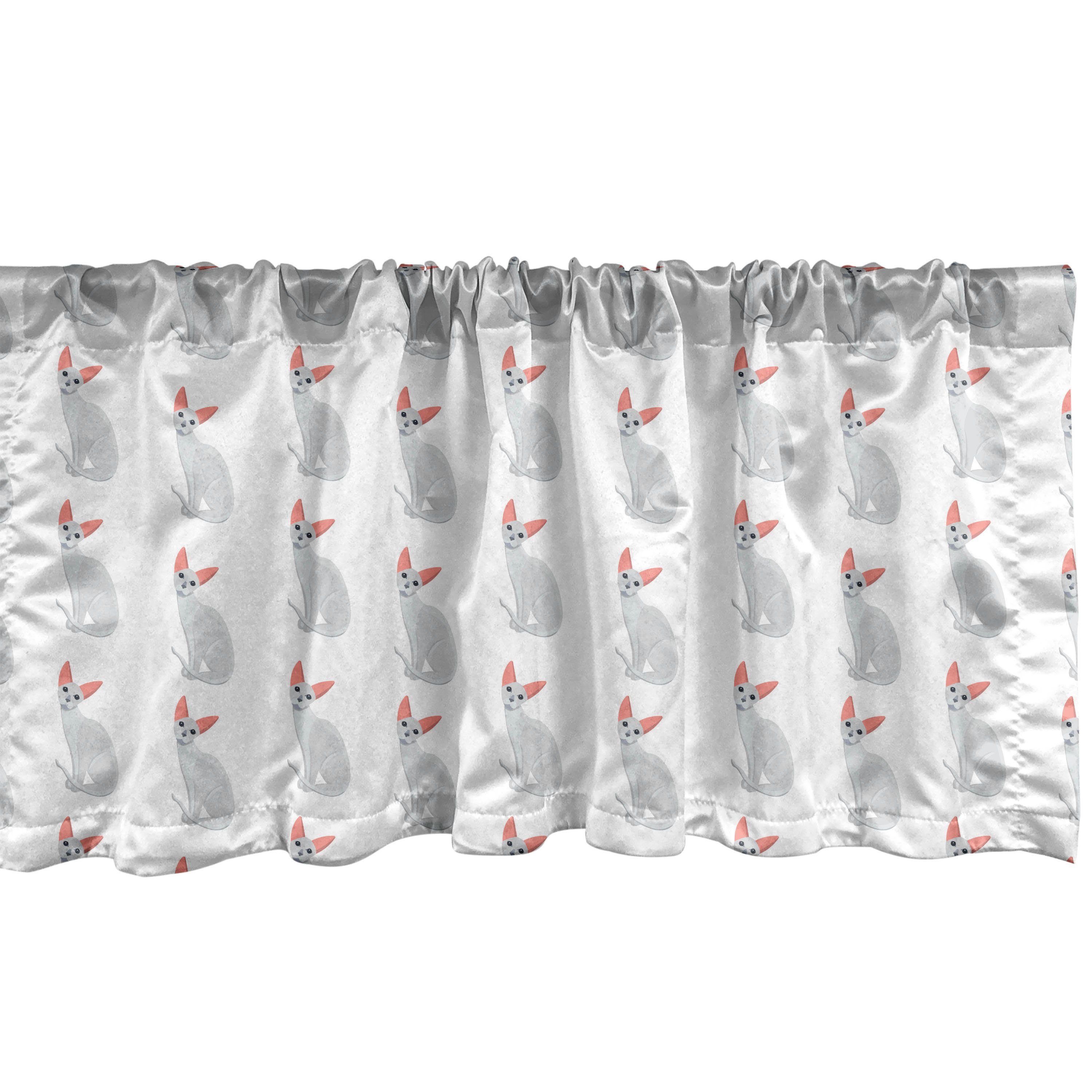 Scheibengardine Vorhang Volant für Küche Schlafzimmer Dekor mit Stangentasche, Abakuhaus, Microfaser, Kätzchen Karikatur-Katzen Wiederholung