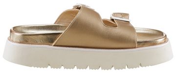 Replay MUDDY SHINE Pantolette, Plateau, Sommerschuh, Schlappen im trendigen Metallic-Look