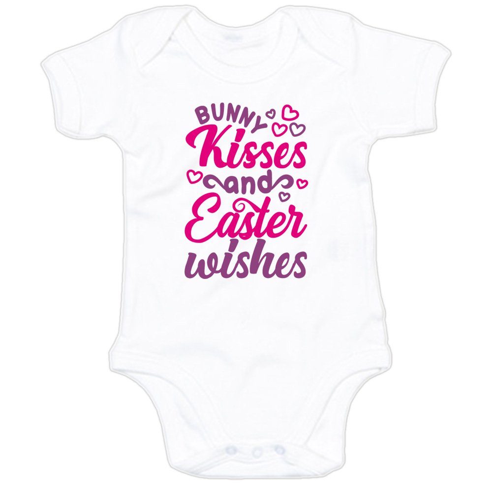 Kinder Mädchen (Gr. 50 - 92) G-graphics Kurzarmbody Baby Body - Bunny Kisses and Easter Wishes mit Spruch / Sprüche • Babykleidu