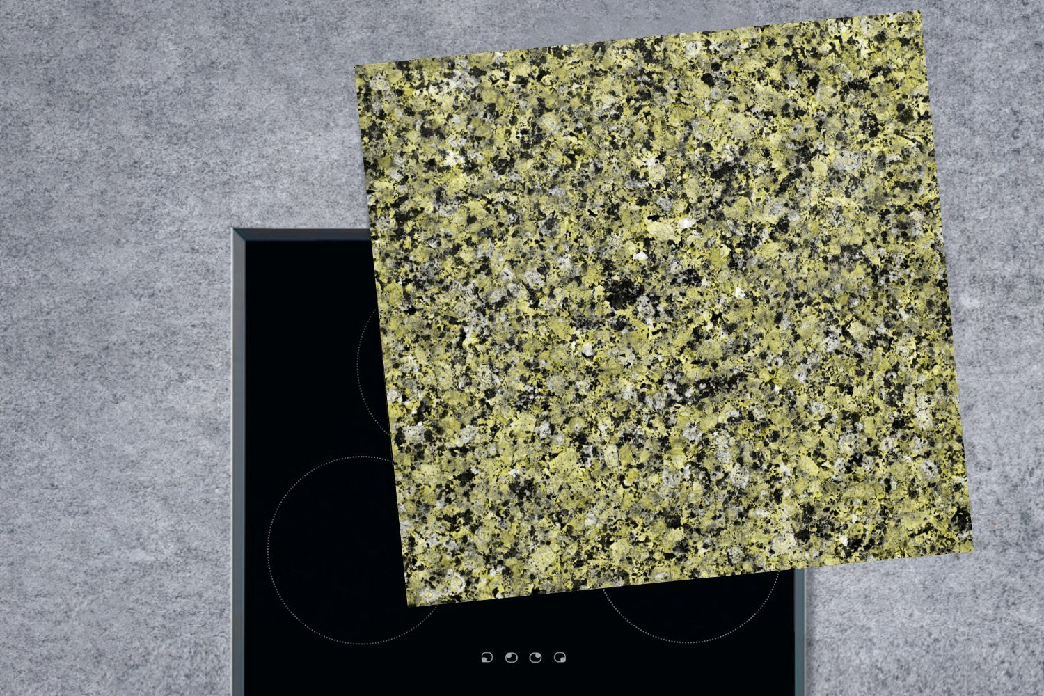 - - für - Granit Arbeitsplatte Schwarz, cm, tlg), Herdblende-/Abdeckplatte Ceranfeldabdeckung, Kristalle (1 78x78 küche Grün MuchoWow Vinyl,