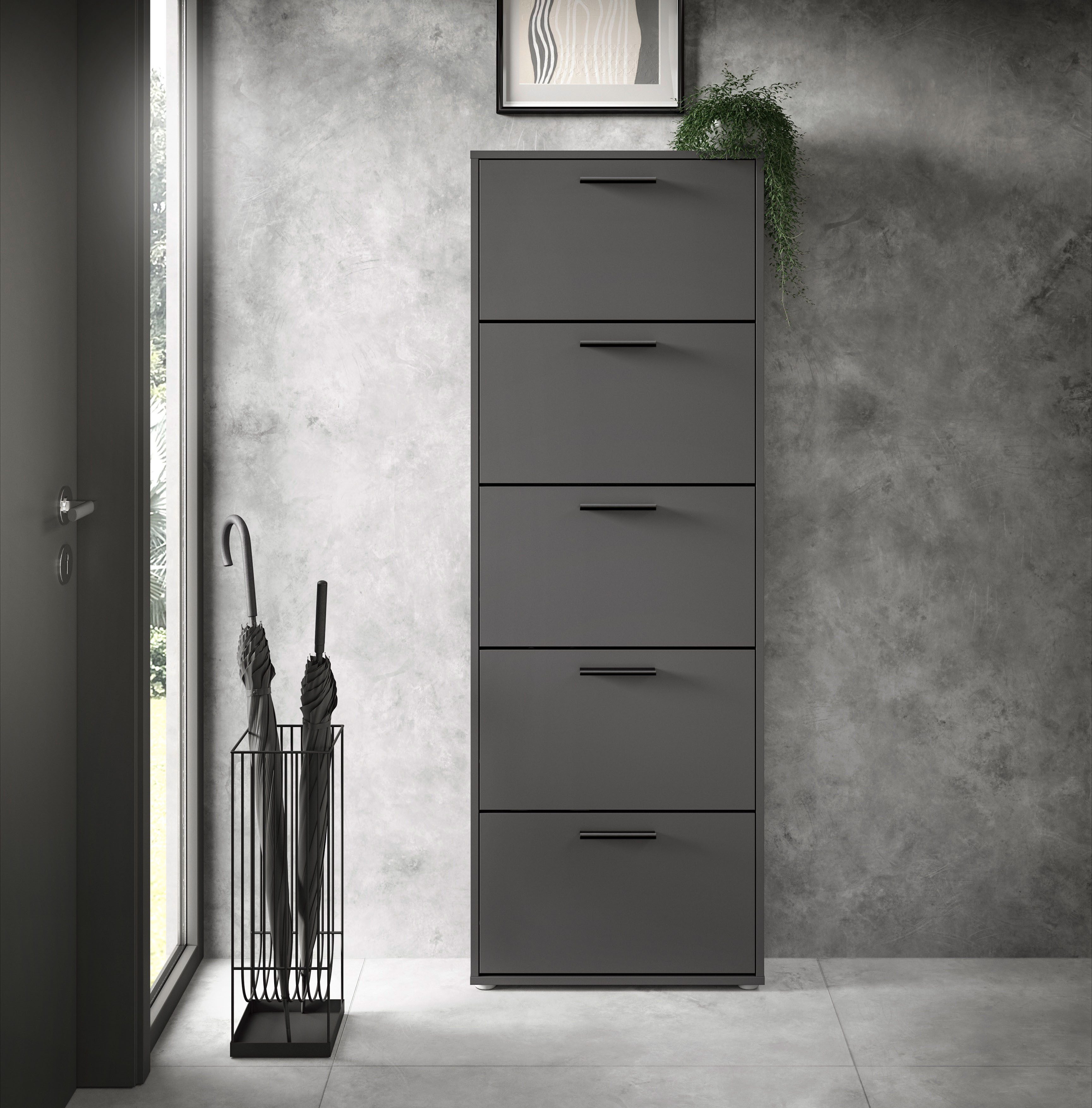 HBZ Schuhkommode Sam Schuhkipper, Schuhschrank BxHxT 59x169x17 cm (1 St), mit 5 Klappen