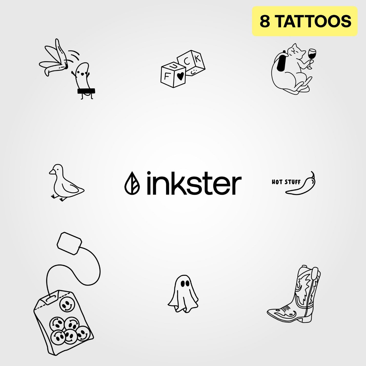 Inkster Schmuck-Tattoo verschiedene Bundle-Tattoos, Vegane & EU-Kosmetikzertifizierte Farbe, wasserfestes temporäres Tattoo, 2 Wochen Halt