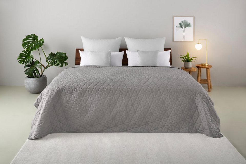 OTTO home Tagesdecke Tesso, unifarben, grau, Gr. 240 cm x 250 cm