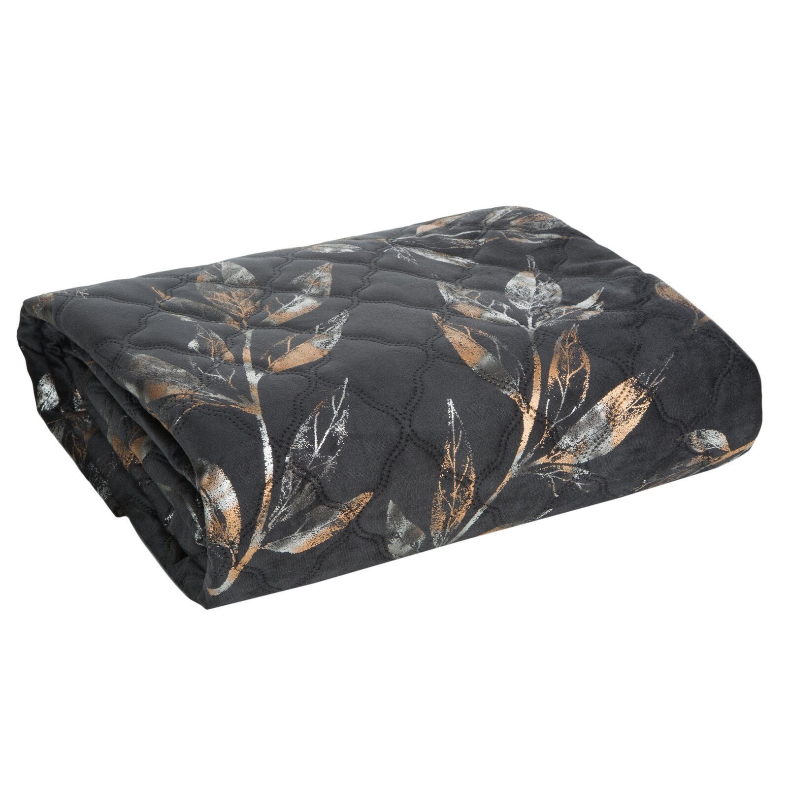 Eurofirany Tagesdecke Glamour Black, Samtdecke Velours Weiche Decke Goldene günstig online kaufen
