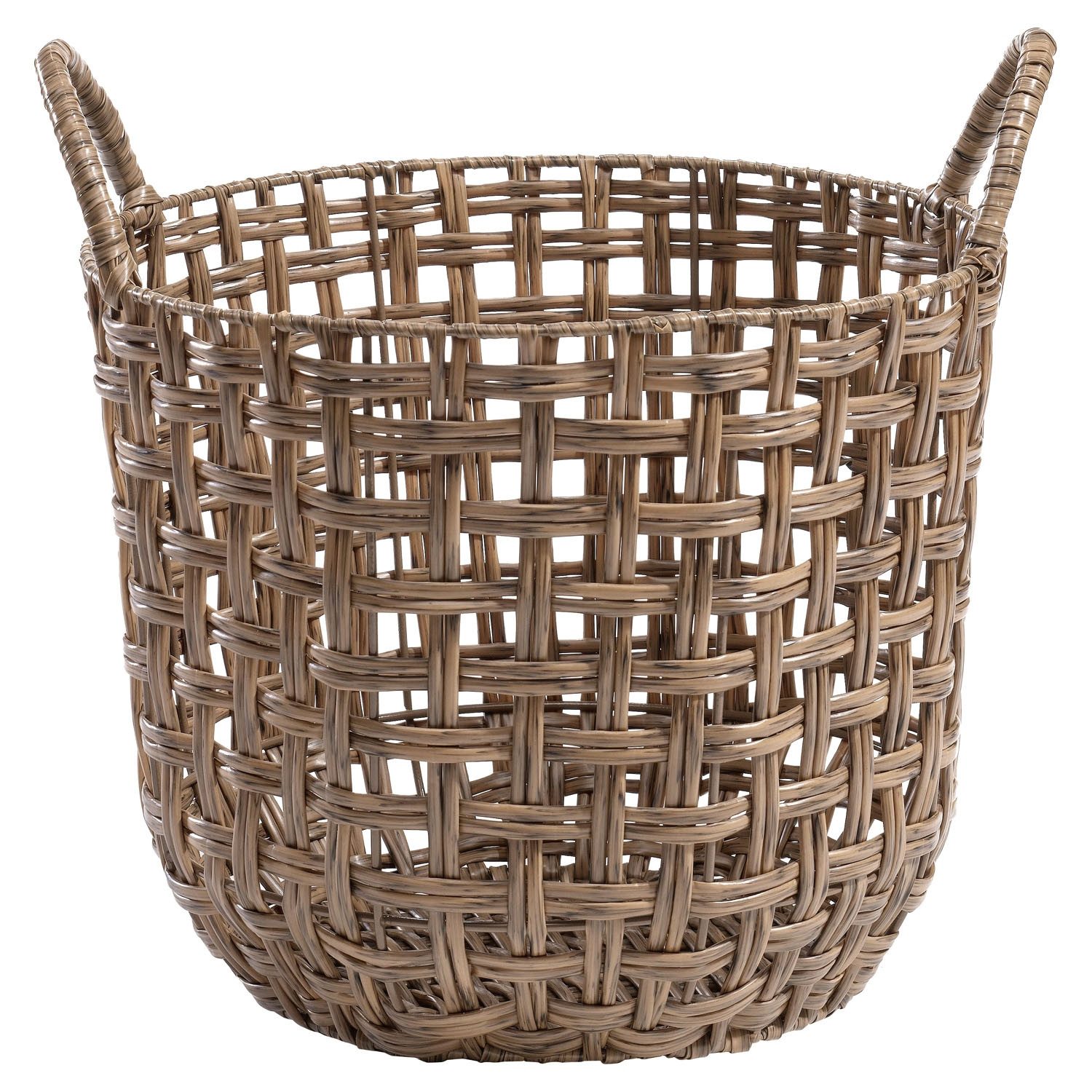 Aufbewahrungskorb LEDAS, Ø 26 cm, H 32 m, Braun, Kunststoffgeflecht