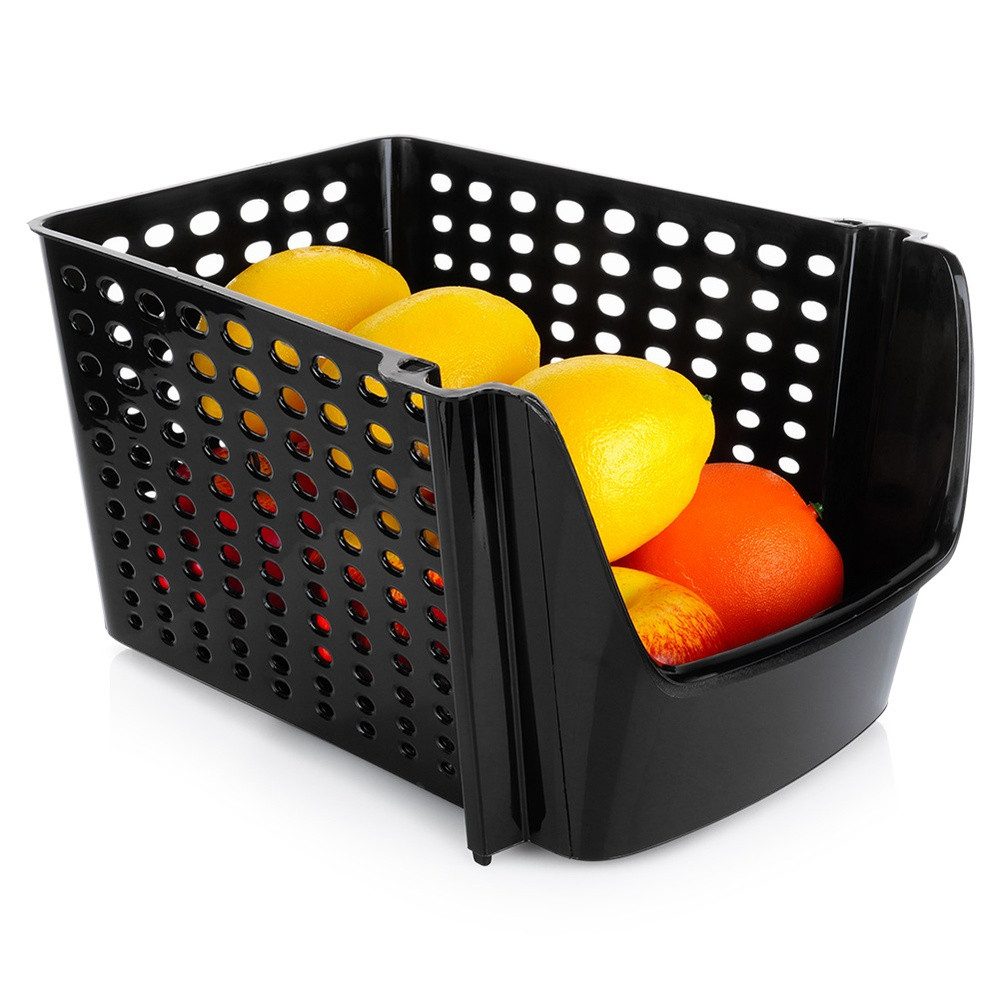 Vilde Aufbewahrungsbox Küche 29x21x16 cm schwarz perforiert und stapelbar (1 St), BPA-frei, 29 x 21 x 16 cm