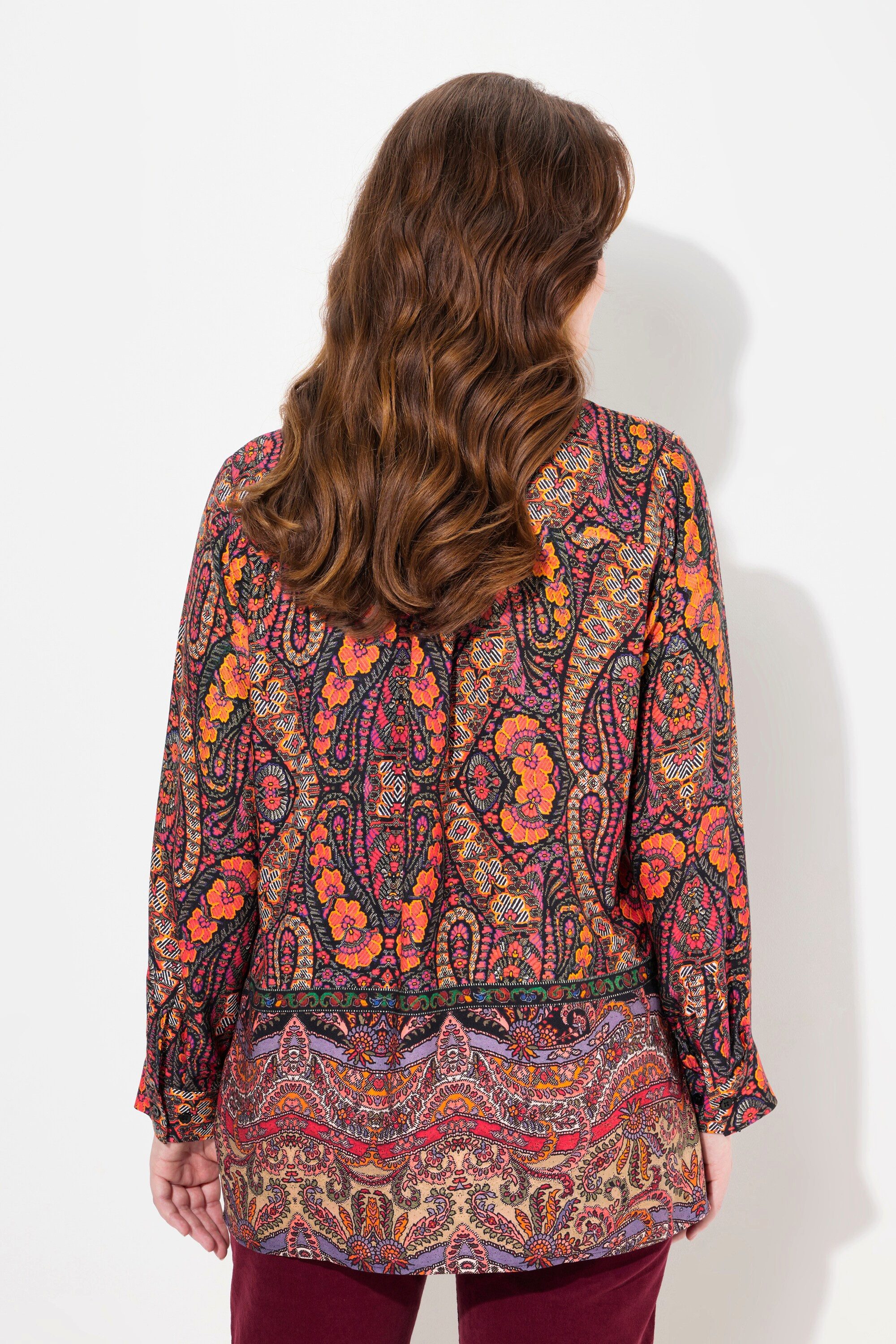 Ulla Popken Hemdbluse Hemdbluse Mustermix Hemdkragen Langarm