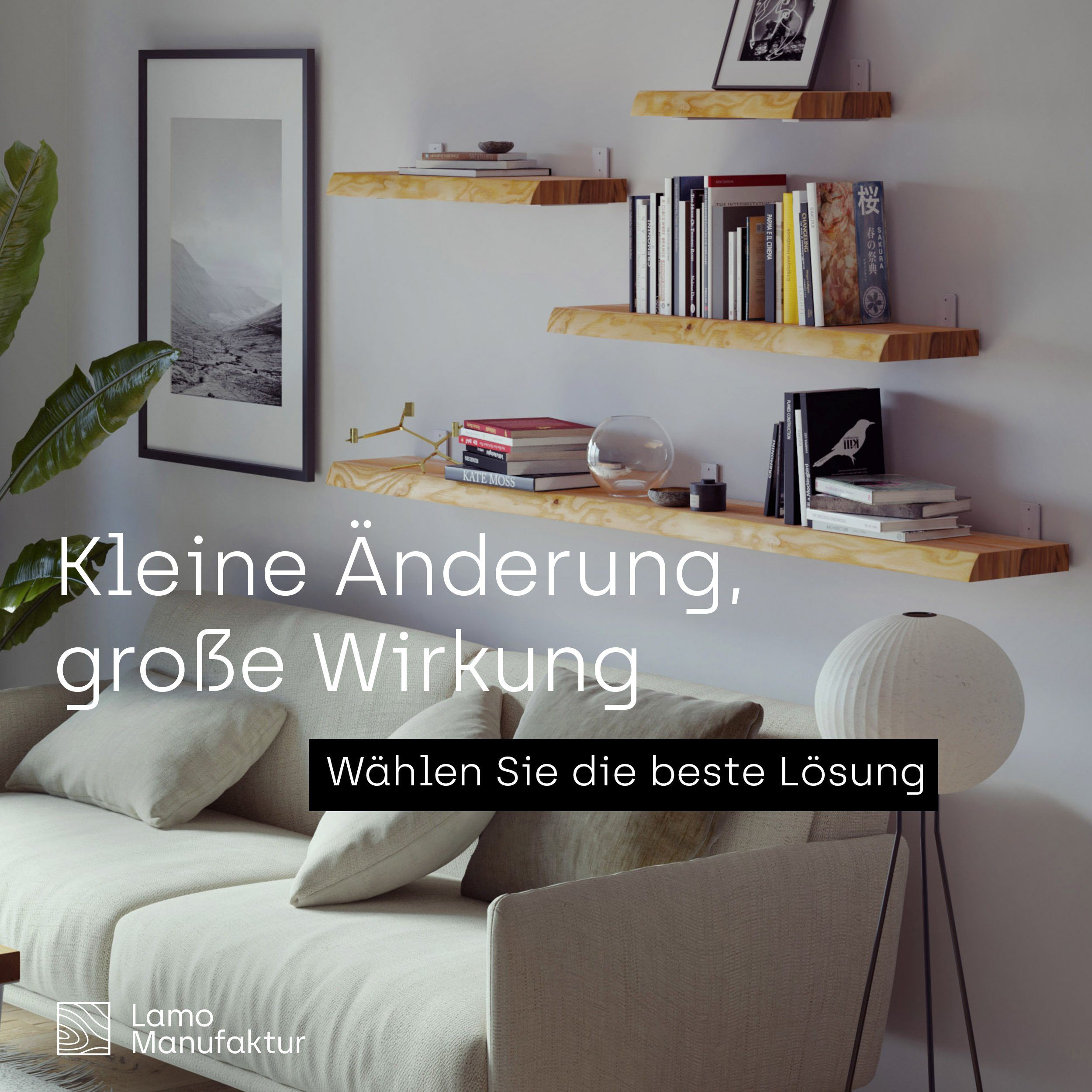 LAMO Manufaktur Wandregal Holz Baumkante Regal günstig online kaufen