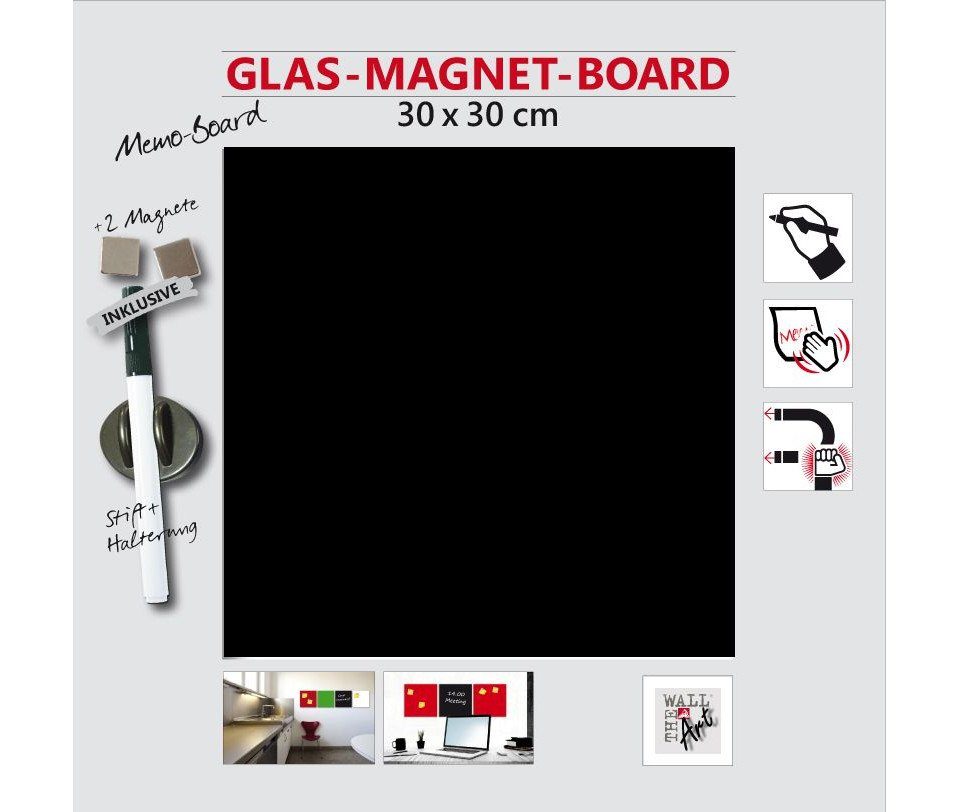 The Wall - the art of framing AG Pinnwand Glas-Magnetboard schwarz, 30 x 30 cm | Pinnwände