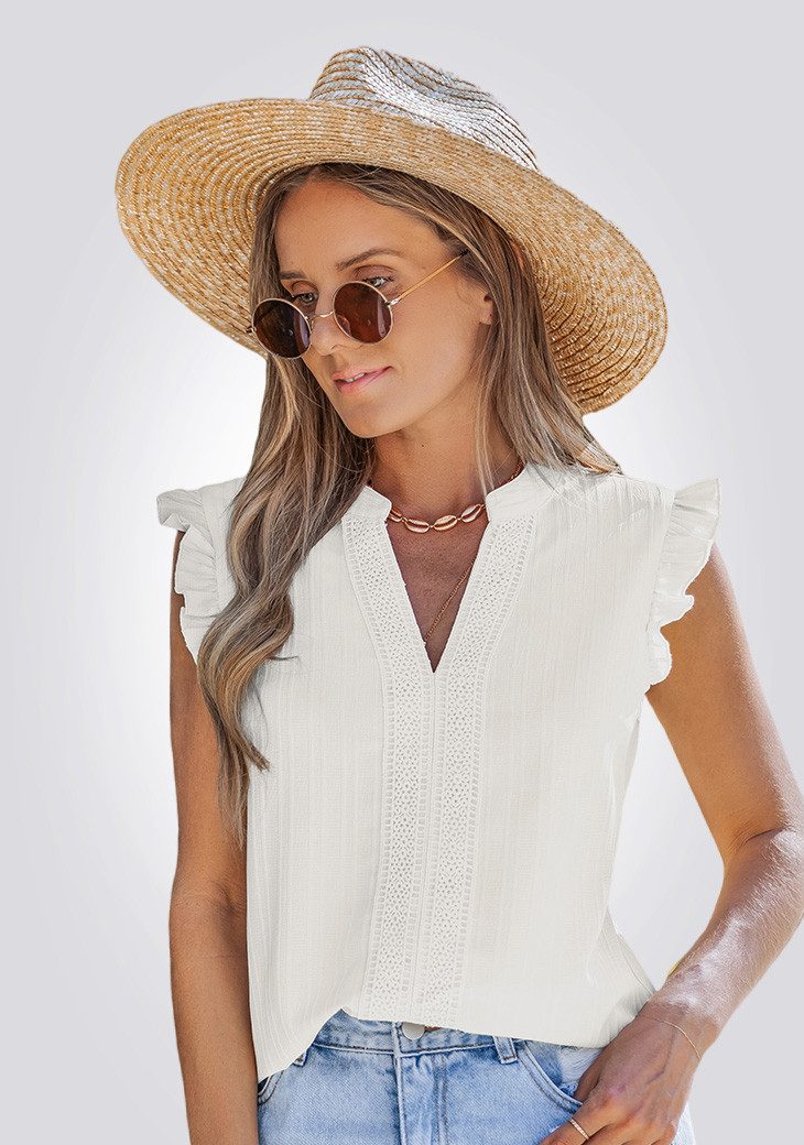 Cupshe Blusenshirt Blusenshirt mit Rüschen und Spitze