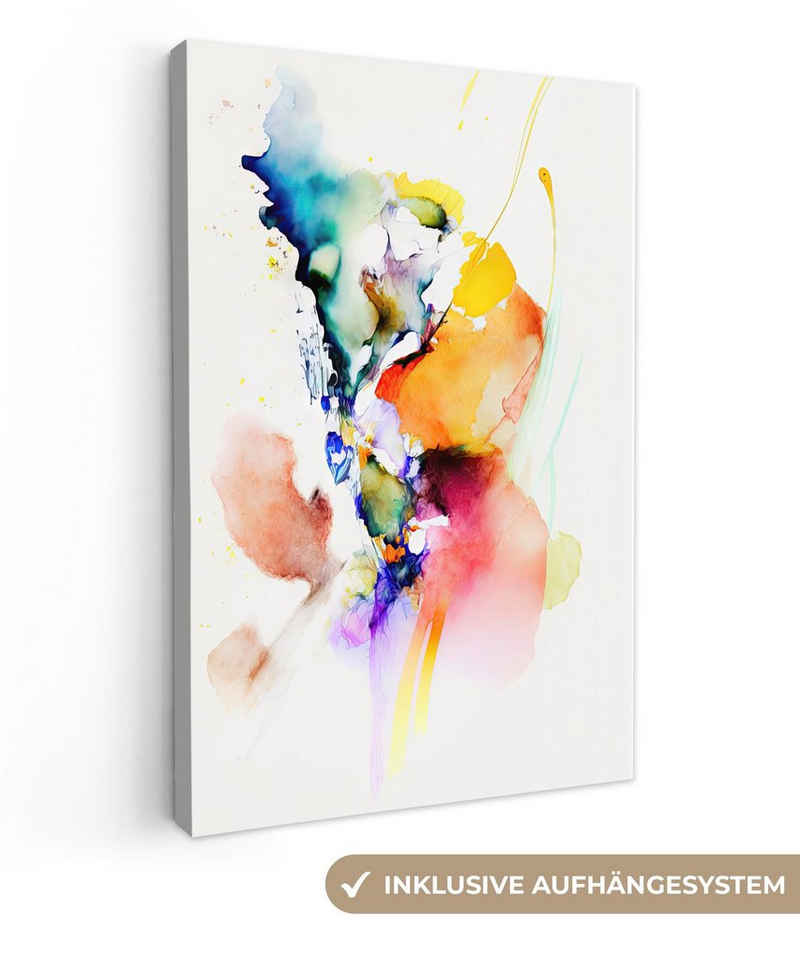 OneMillionCanvasses® Leinwandbild Aquarell - Regenbogen - Abstrakt - Kunst, (1 St), Leinwandbild fertig bespannt inkl. Zackenaufhänger, Gemälde, 20x30 cm