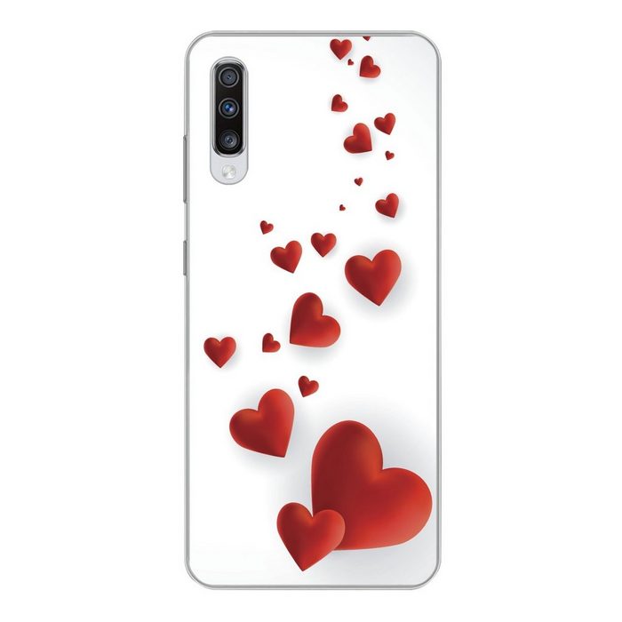 MuchoWow Handyhülle Eine Illustration eines Pfades der Herzen Phone Case Handyhülle Samsung Galaxy A70 Silikon Schutzhülle