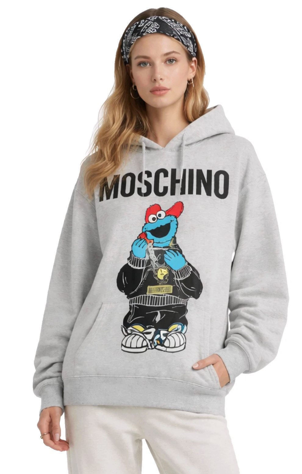 Moschino Hoodie X SESAME STREET LIMITED Oversize Unisex Cookie Monster Sweatshirt Sesame Street® Cookie Monster Logo