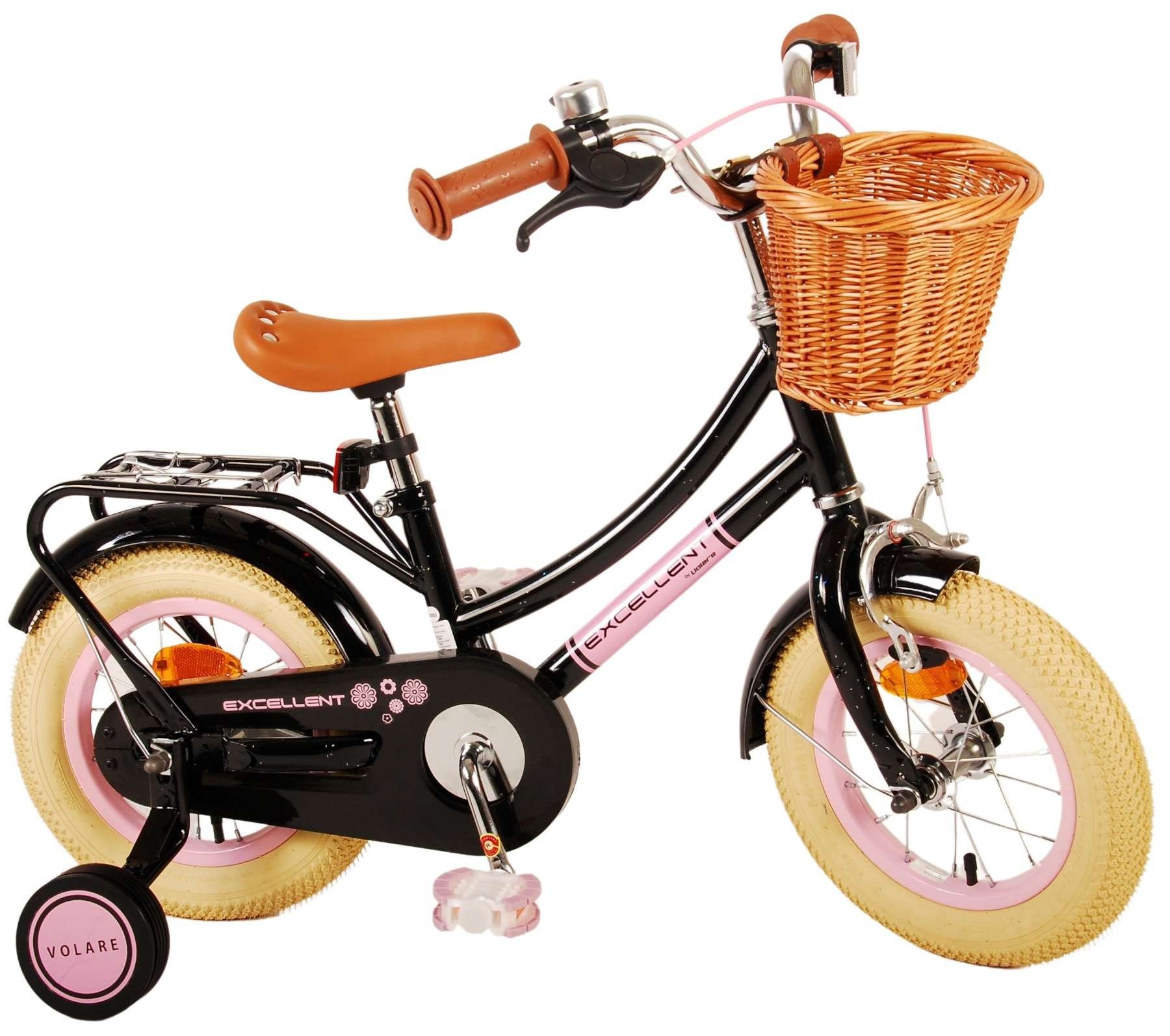 TPFSports Kinderfahrrad Volare Excellent 12 Zoll mit Rücktritt + Handbremse, 1 Gang, (Mädchen Fahrrad - Rutschfeste Sicherheitsgriffe), Kinder Fahrrad 12 Zoll mit Stützräder Laufrad Mädchen Kinderrad