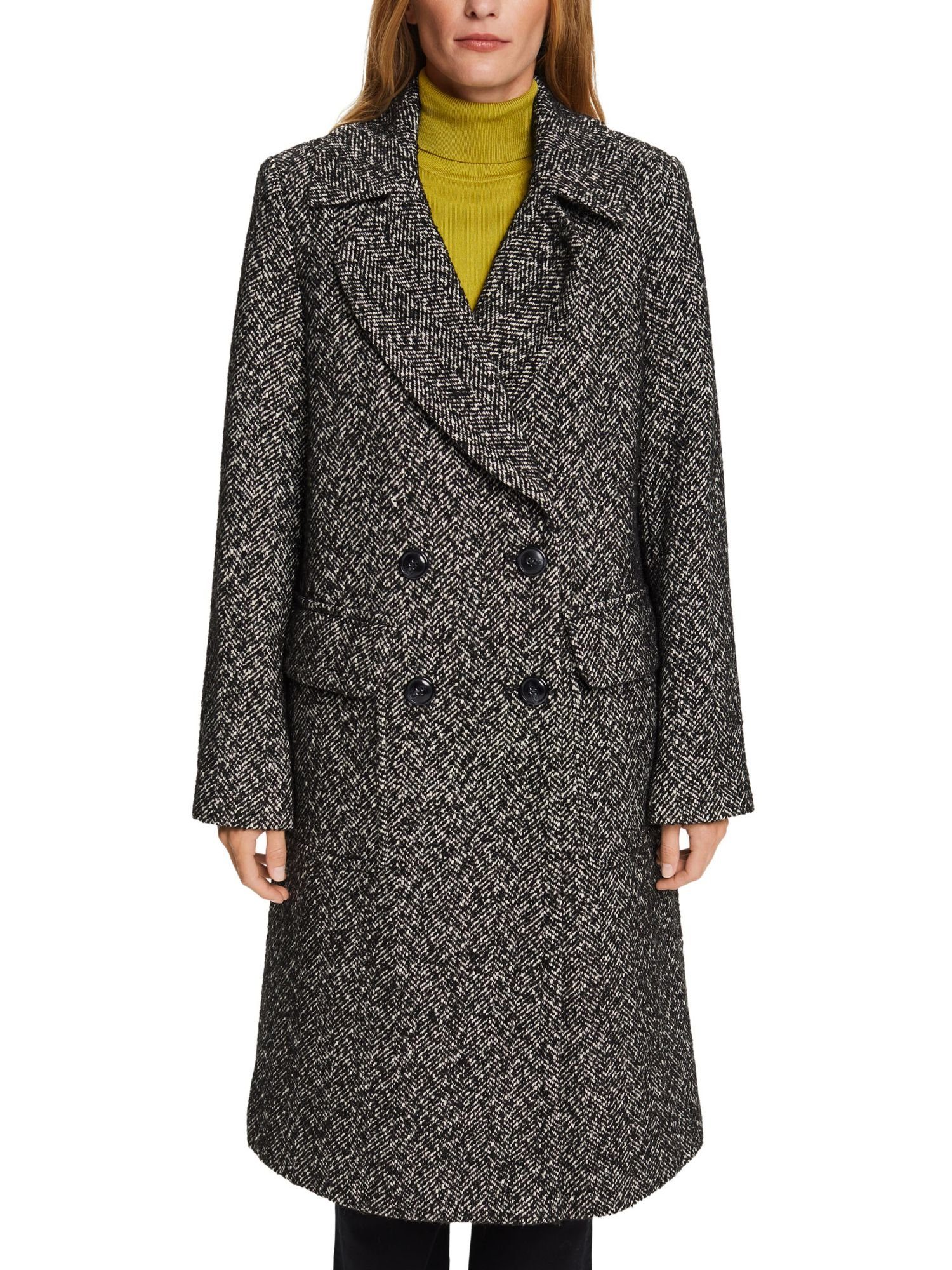 Esprit Collection Wollmantel Mantel aus im Wollmix Fischgrat-Design