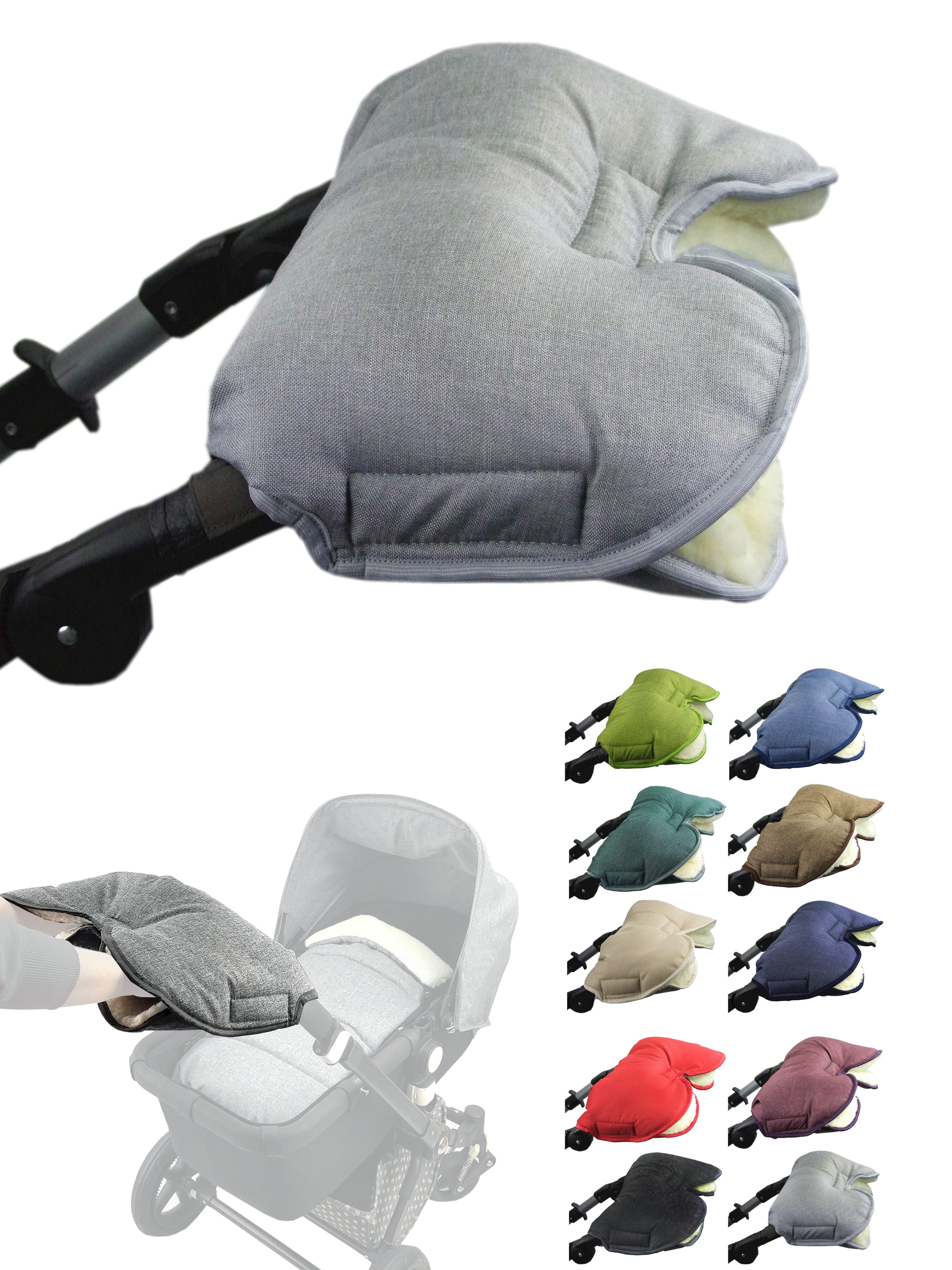 Kinderwagen-Handwärmer Handschuhe Muff Handwärmer Handmuff für Kinderwagen MELIERT Wolle