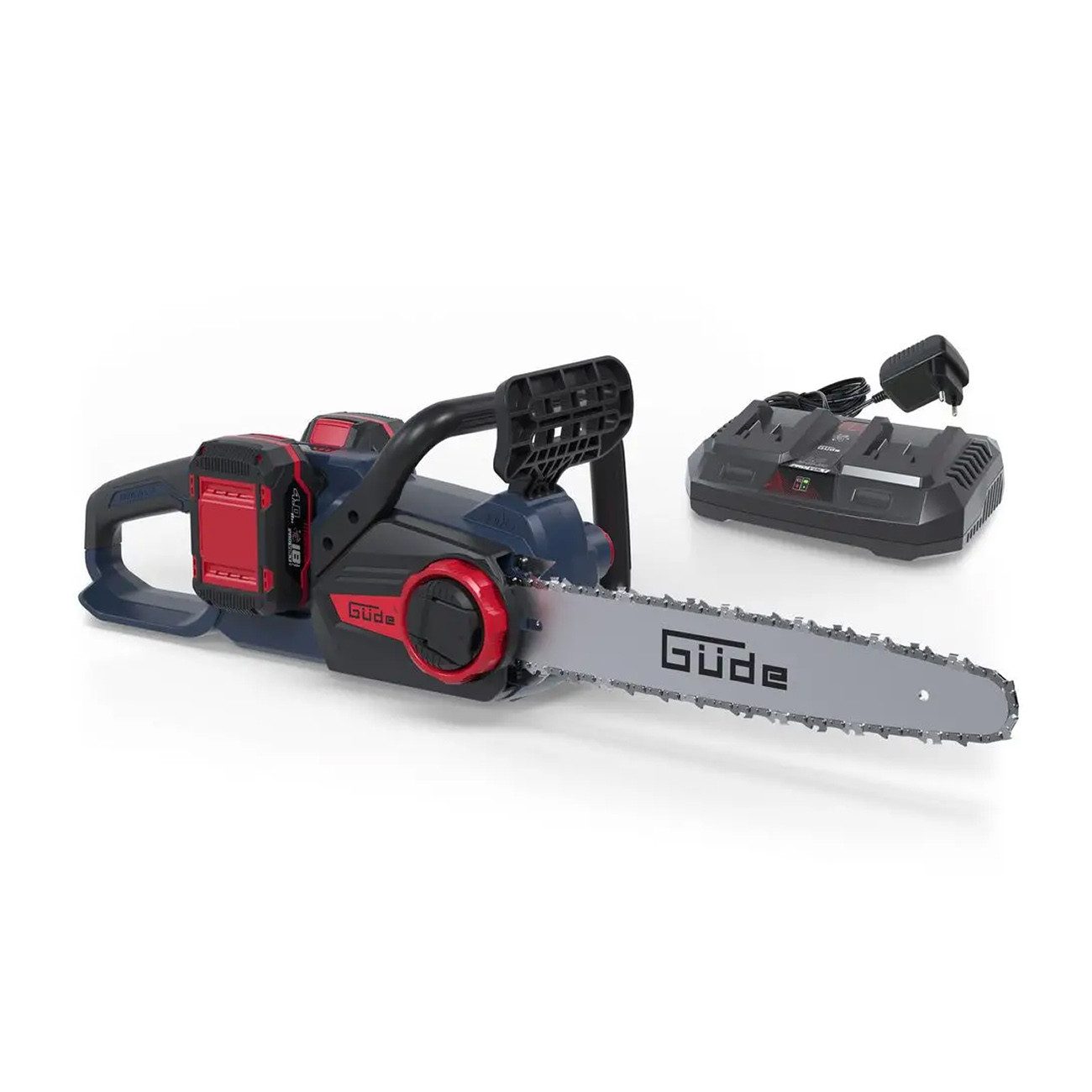 Güde Akku-Kettensäge KS 36-402-30, Set, inkl. 2 Akkus und Ladegerät, Brushless-Motor, automatische Kettenschmierung