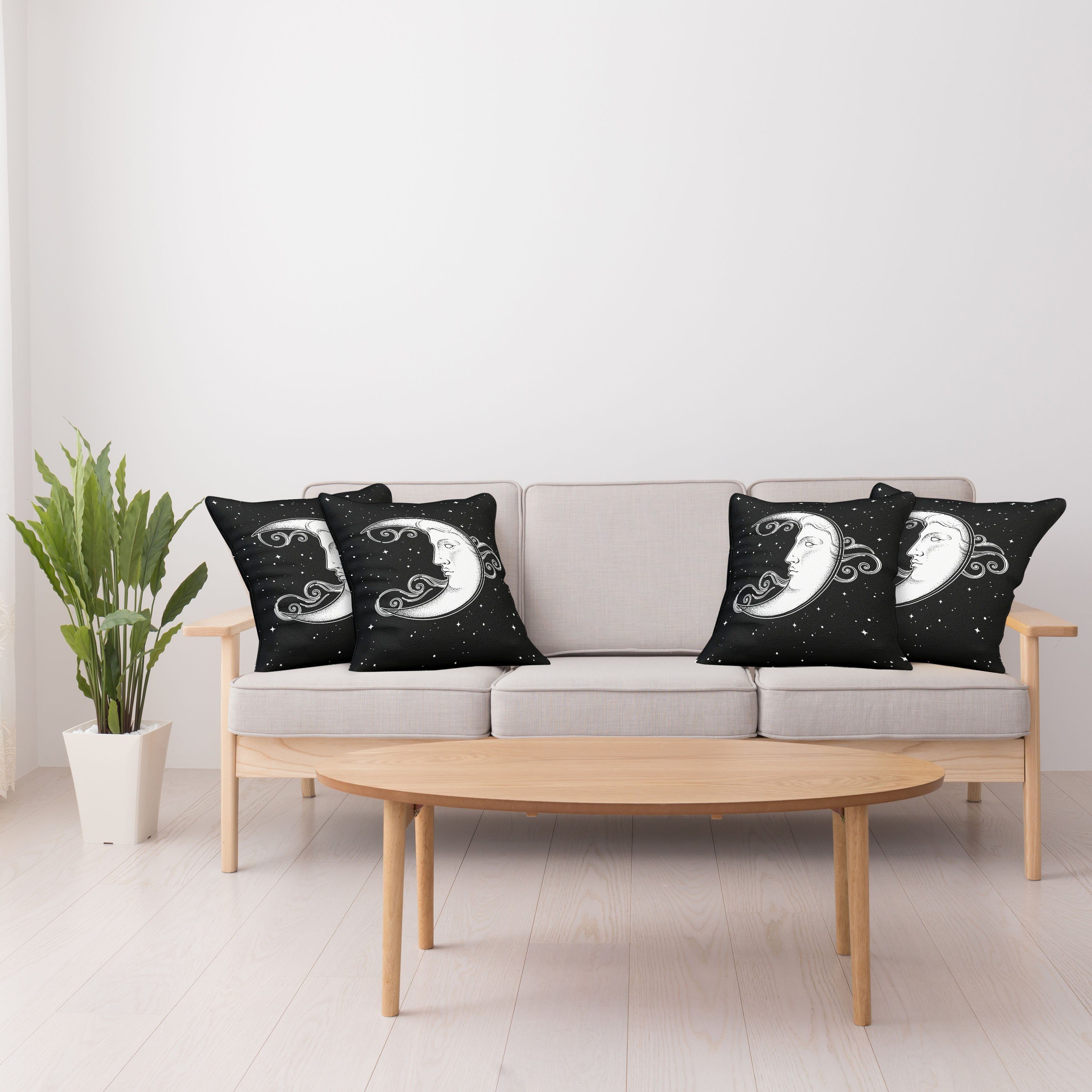 Mond-Strahlen (4 Kissenbezüge Abakuhaus Antik Doppelseitiger Accent Digitaldruck, Style Crescent Stück), Modern
