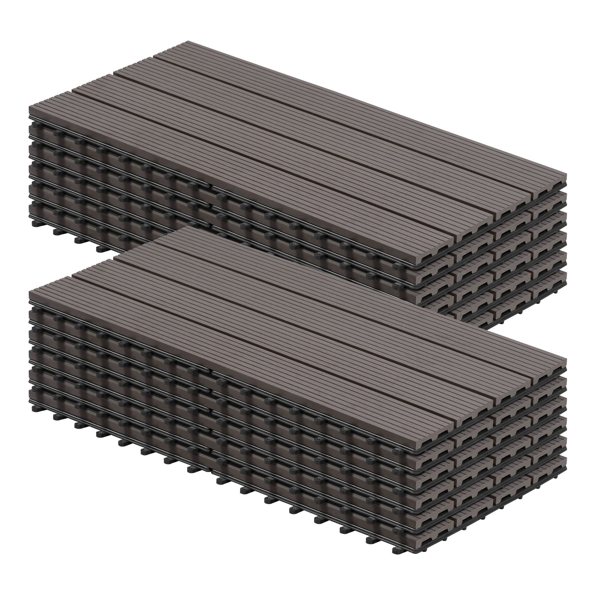 Woltu WPC-Fliesen, 12 St., Terrassendielen Holz-Optik 30x60cm mit klicksystem