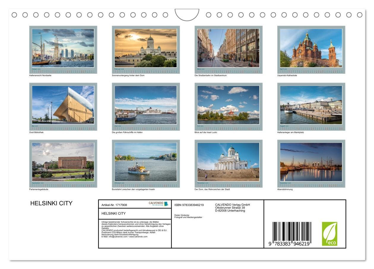 Thumbnail - CALVENDO Wandkalender HELSINKI CITY (Wandkalender 2025 DIN A4 quer), CALVENDO Monatskalender