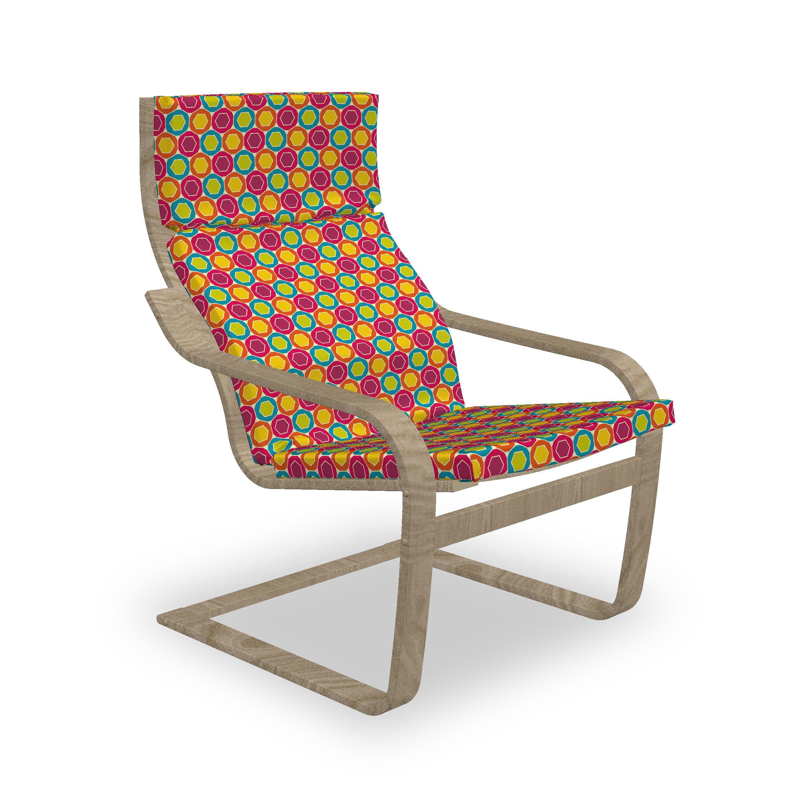Abakuhaus Stuhlkissen Sitzkissen mit Hakenschlaufe mit und Retro Geometric Reißverschluss, Hexagons Abstrakt Stuhlkissen