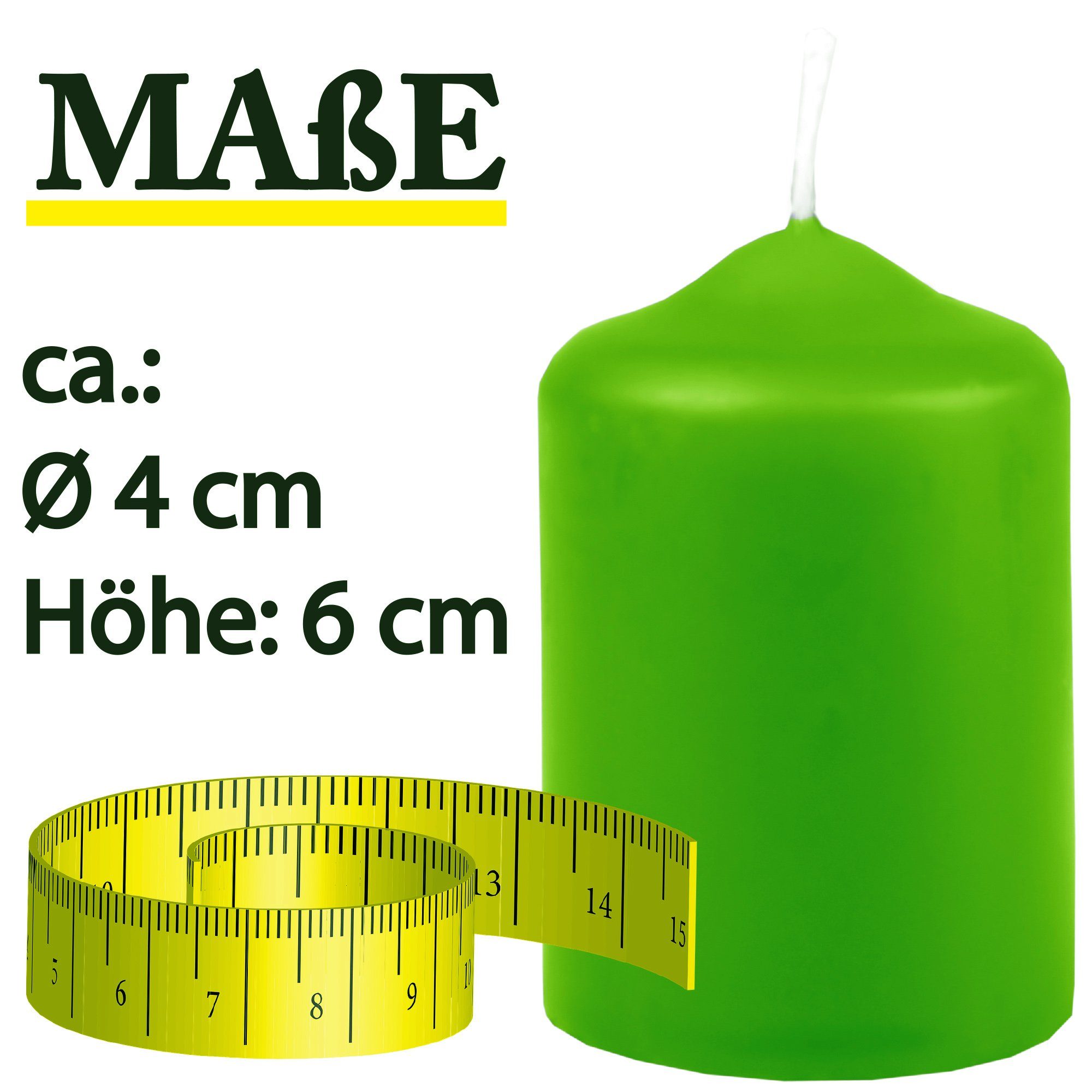 HS Candle Stumpenkerze aus Wachs (6-tlg., Dekolicht), Ø4xH6 cm Teelichtgröße, 7h Brenndauer je Kerze, Wachsmischung