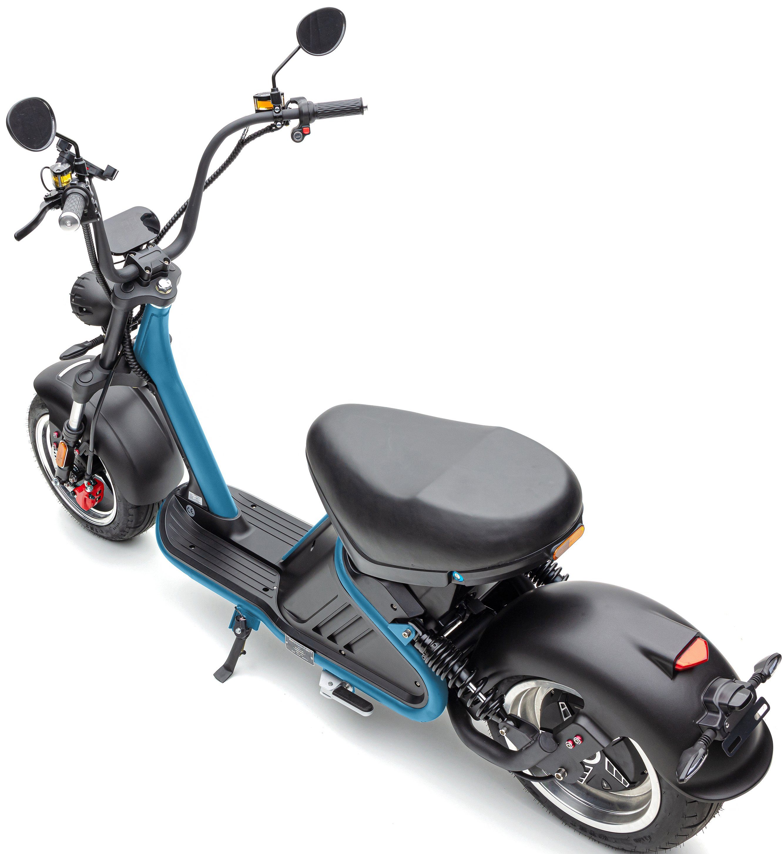 ECONELO E-Motorroller PXD blau 3000 höhenverstellbar Lenkrad 2, CHOPPER W, km/h, 45