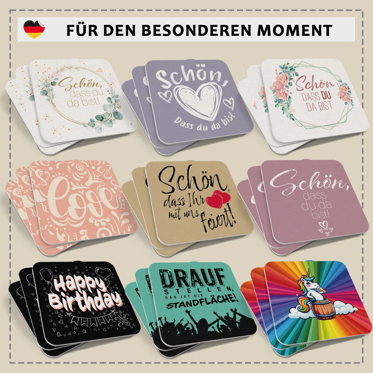 Funke & Brand Bierdeckel "Was stimmt denn mit dir nicht?" - 50 Stück - Witziges Design