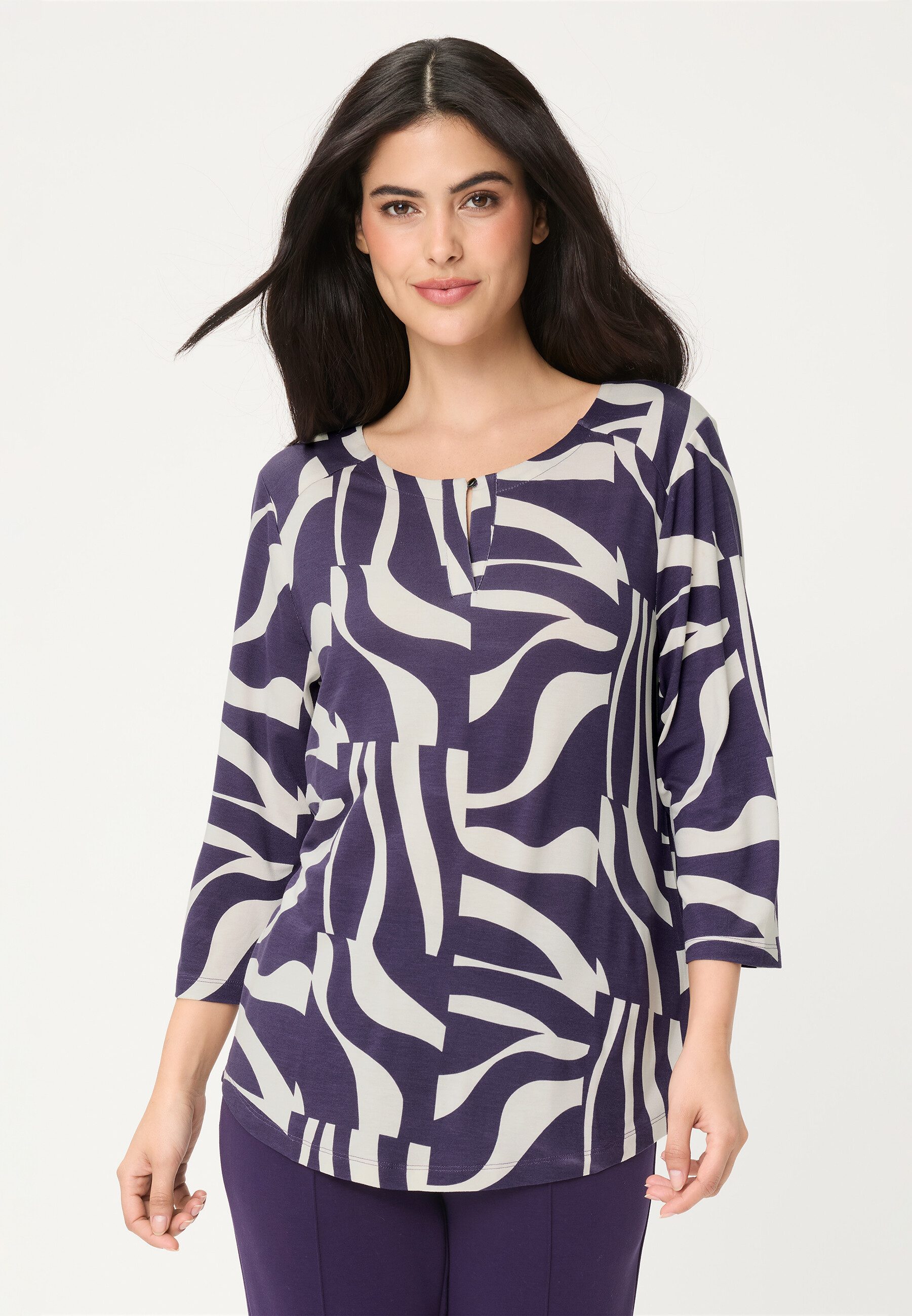 Olsen Tunikashirt Shirt mit Tunikaausschnitt und 3/4-Ärmeln