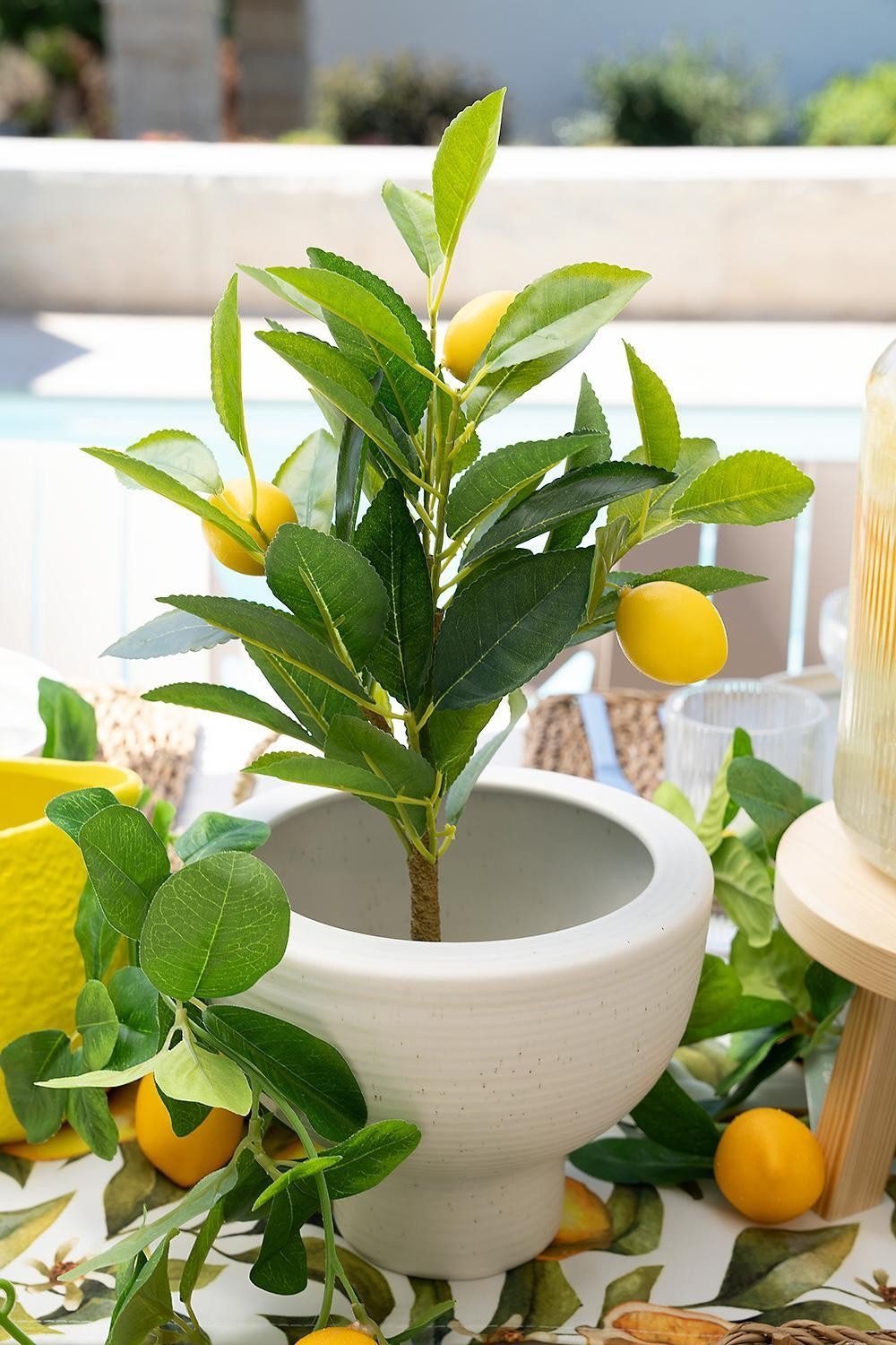Kunstbaum CITRON, Gelb, Grün, Kunststoff, Naturgetreu, Zitronenbaum, Kaemin günstig online kaufen