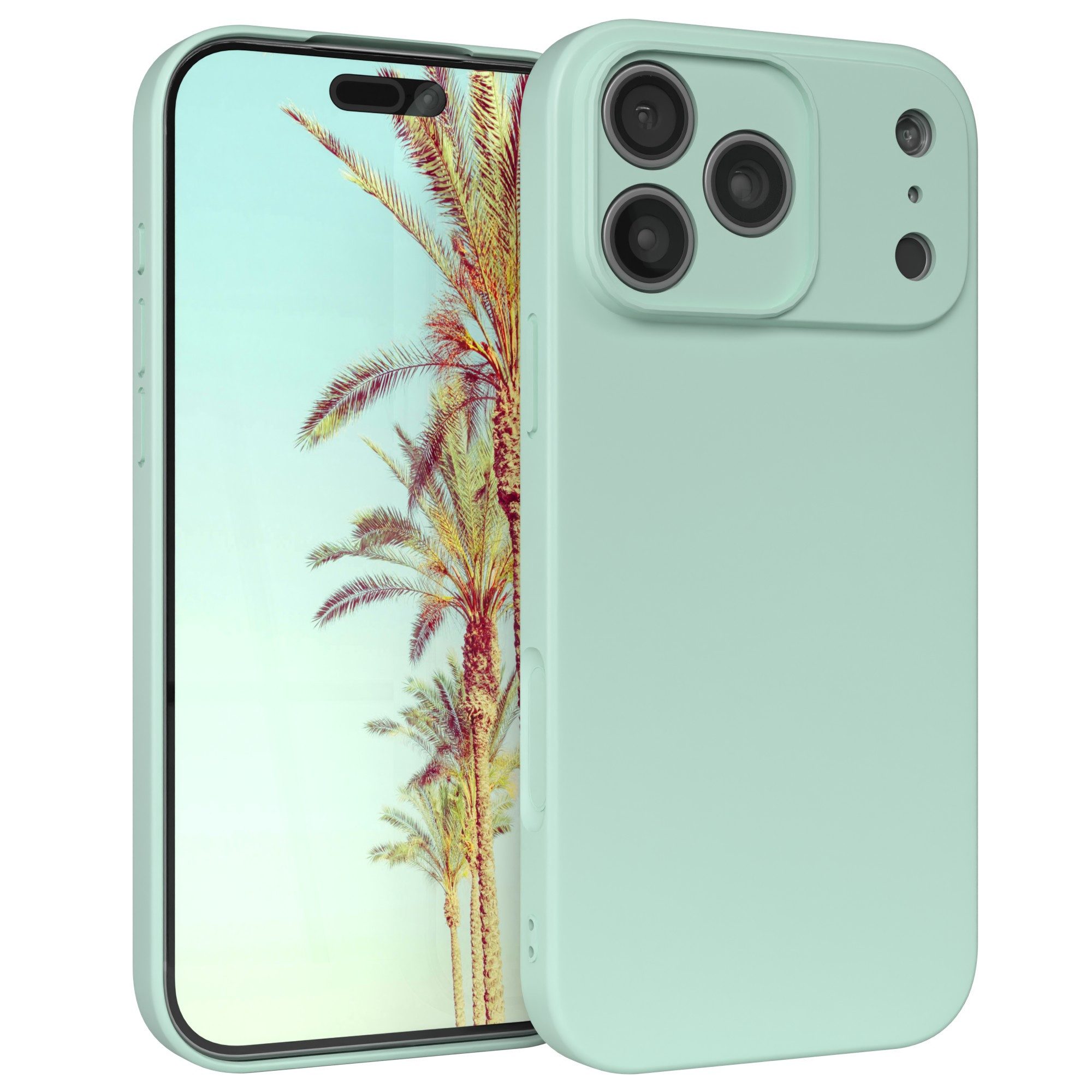 EAZY CASE Handyhülle für Apple iPhone 17 Pro Max Hülle Silikon 6,9 Zoll, Hülle Silikon kratzfest Smart Slimcover Bumper Case Etui Mint Grün
