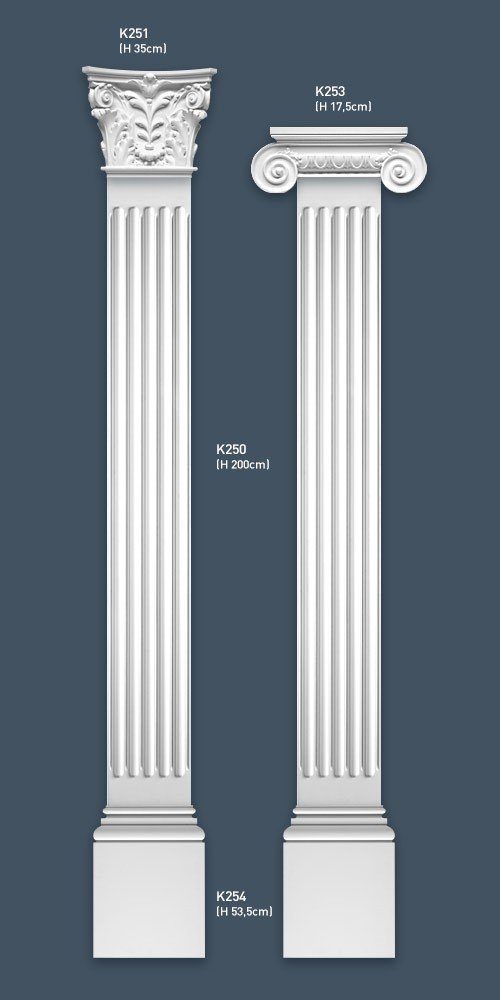 Orac Decor Wanddekoobjekt K254 (Pilaster weiß, Zeitlos Pilaster, Klassisch Zierelement, Schmuckelement), Wanddekor, vorgrundiert, / Stil: 1 Sockel, St