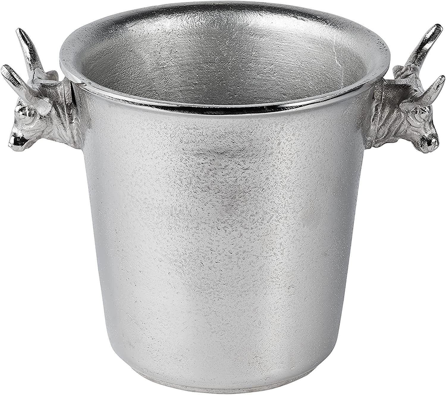 Wein- und Sektkühler Champagnerkühler Stierkopf Flaschenkühler Aluminium Silber 30 cm