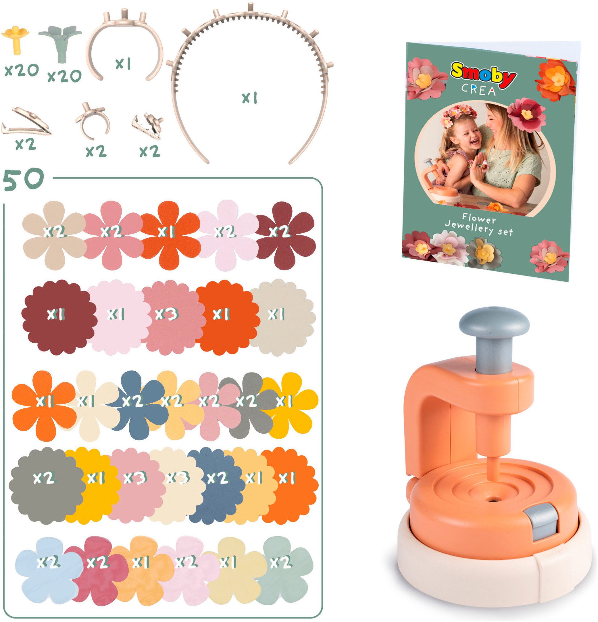 Smoby Kreativset Crea Flower Schmuck-Bastelset, Made in Europe